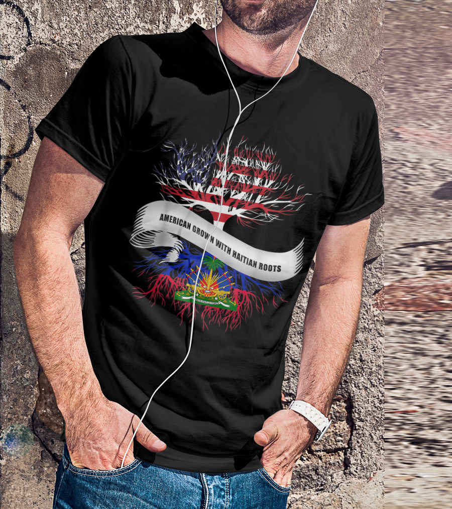American Grown With Haitian Roots Flag Tree T-Shirt