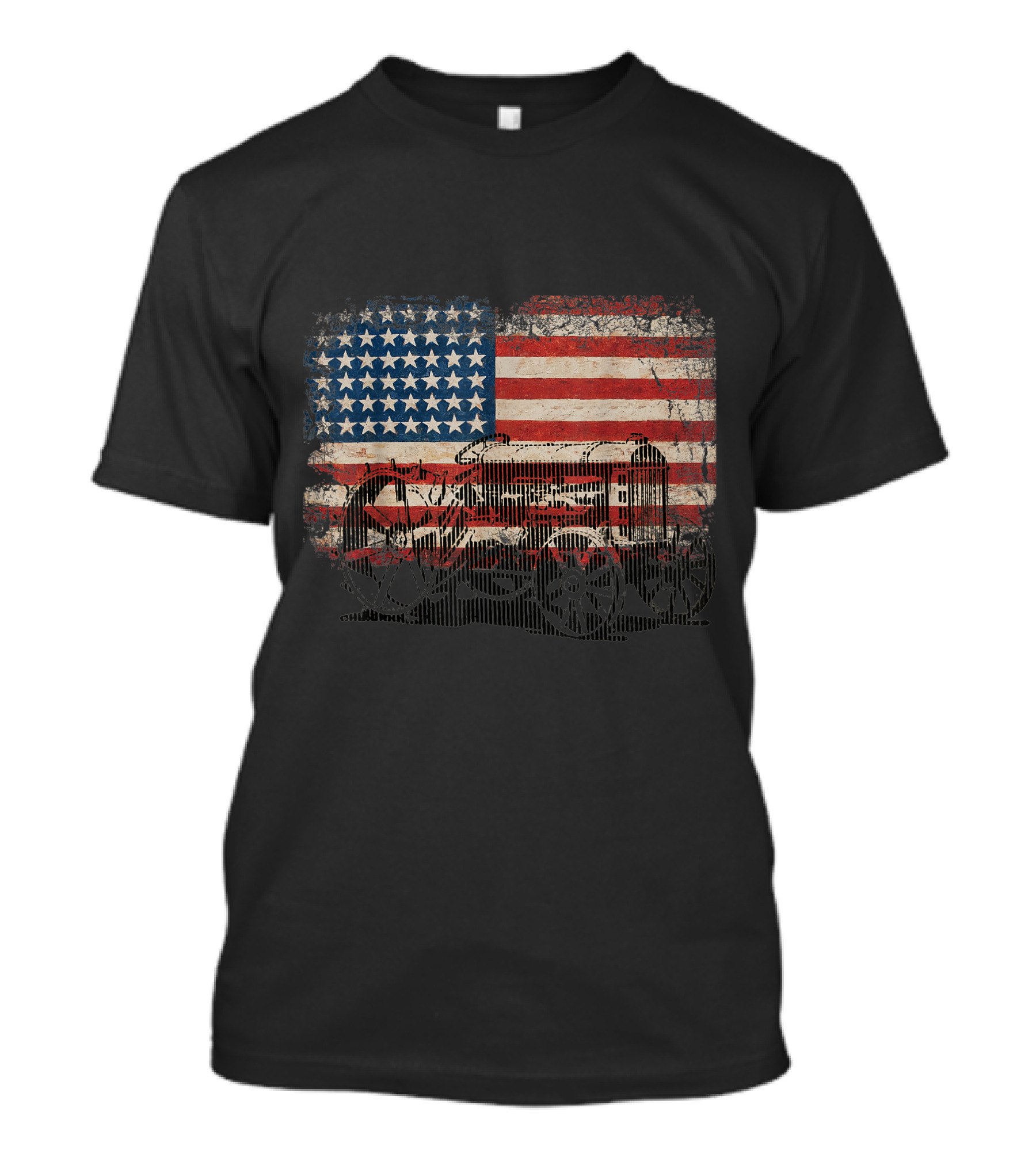 American Flag Vintage Patriotic Tractor Farmer T-Shirt