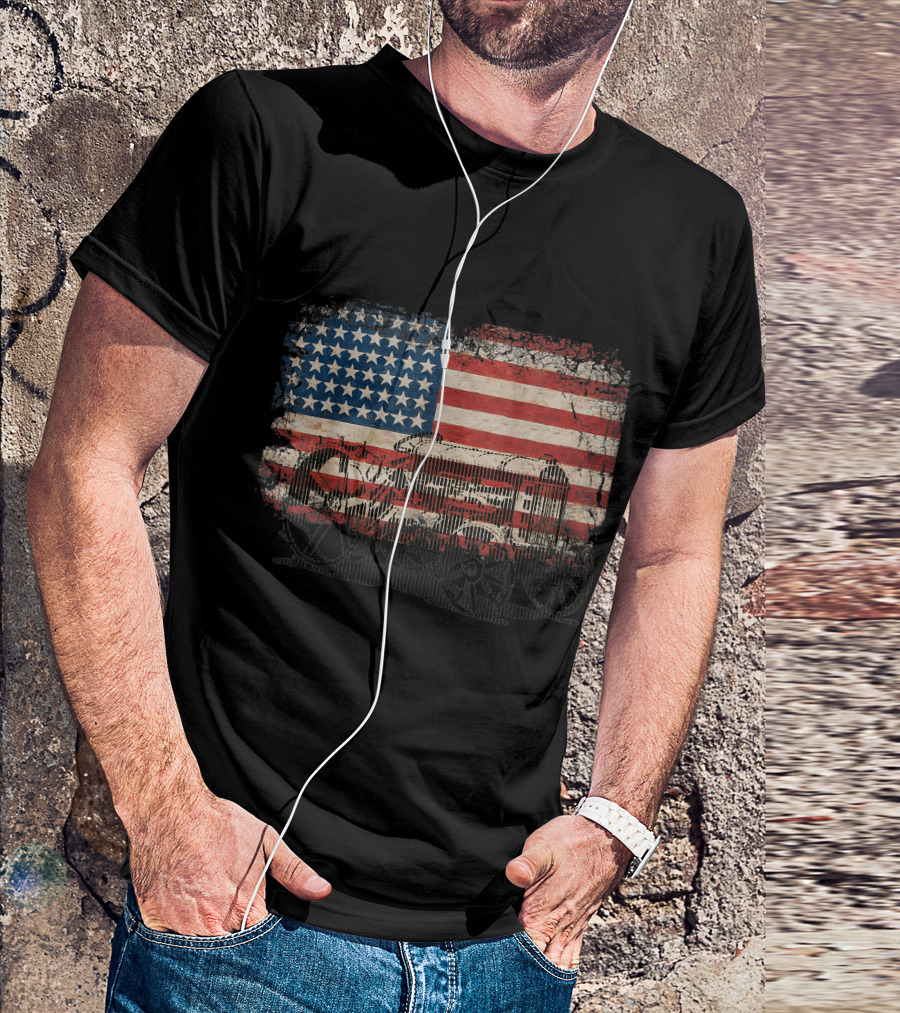 American Flag Vintage Patriotic Tractor Farmer T-Shirt