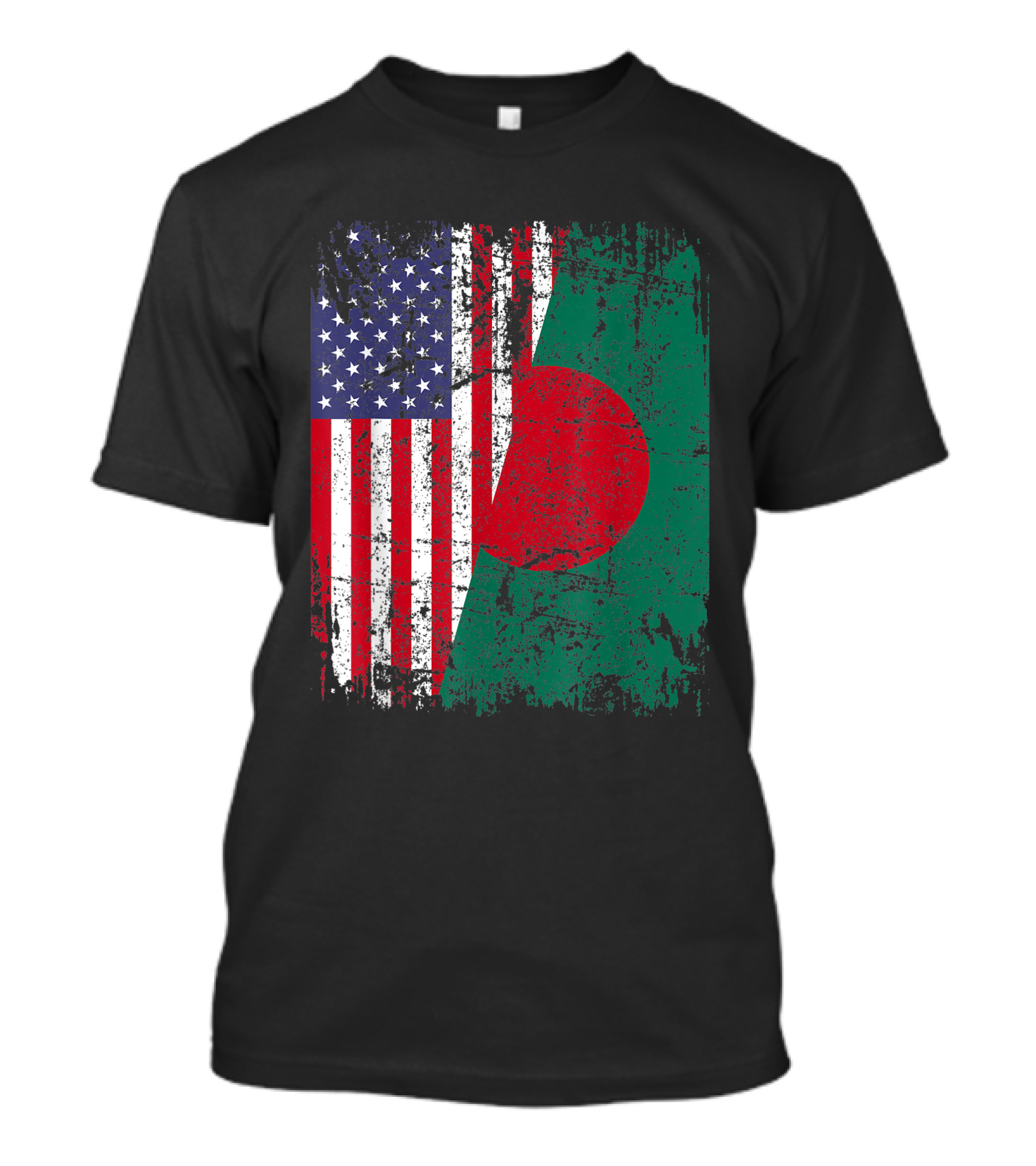 Bengali Roots Bangladesh Half American Flag T-Shirt