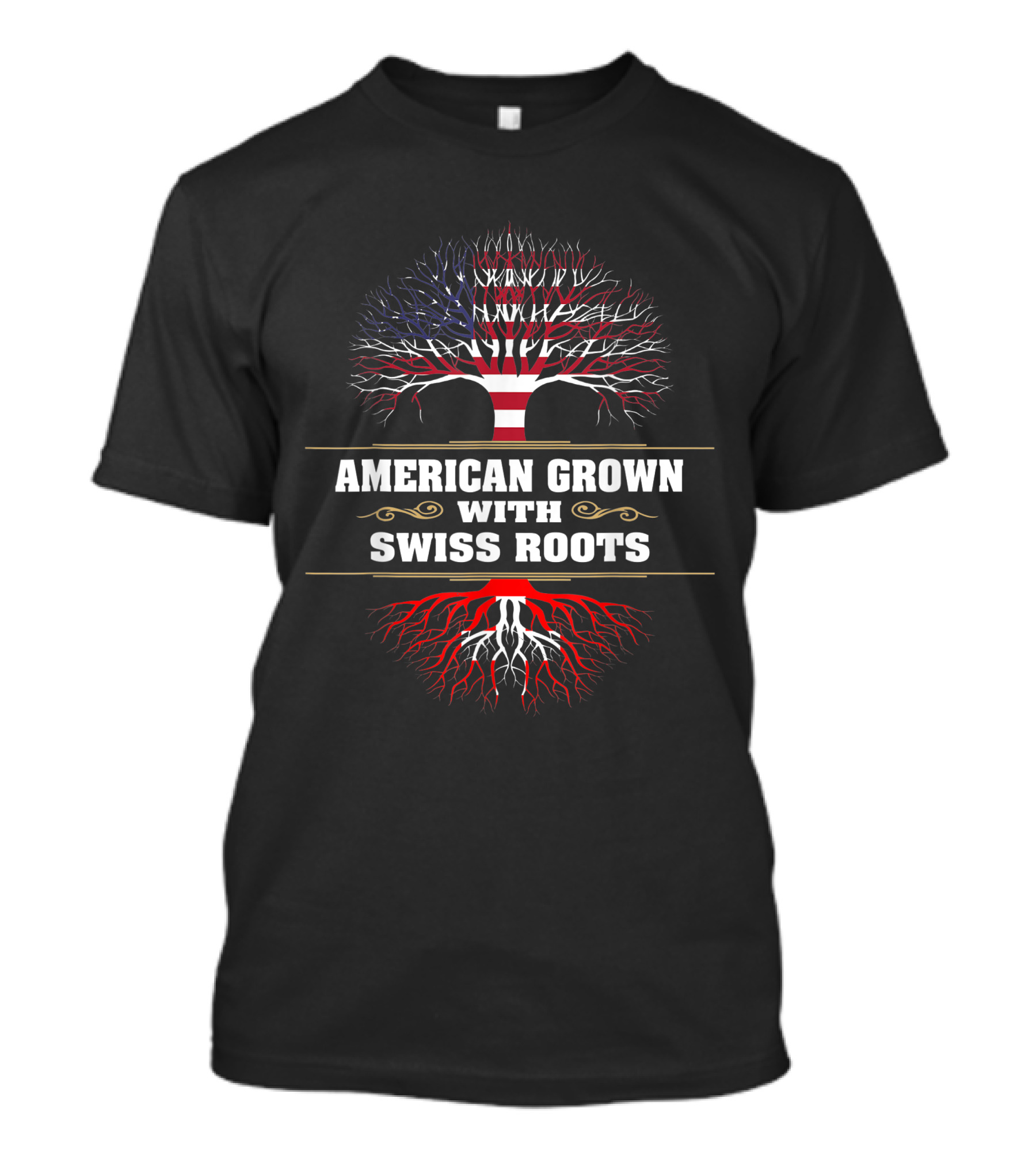 American Grown With Swiss Roots Tree Flag T-Shirt