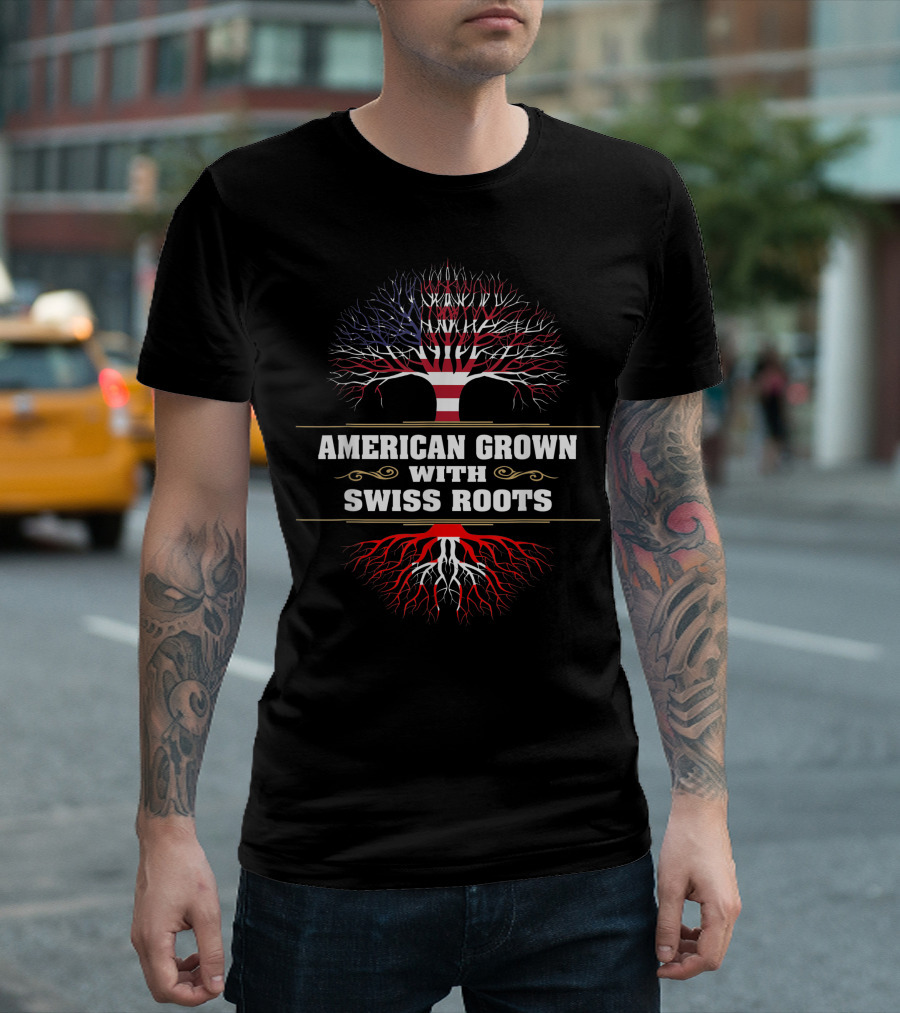 American Grown With Swiss Roots Tree Flag T-Shirt
