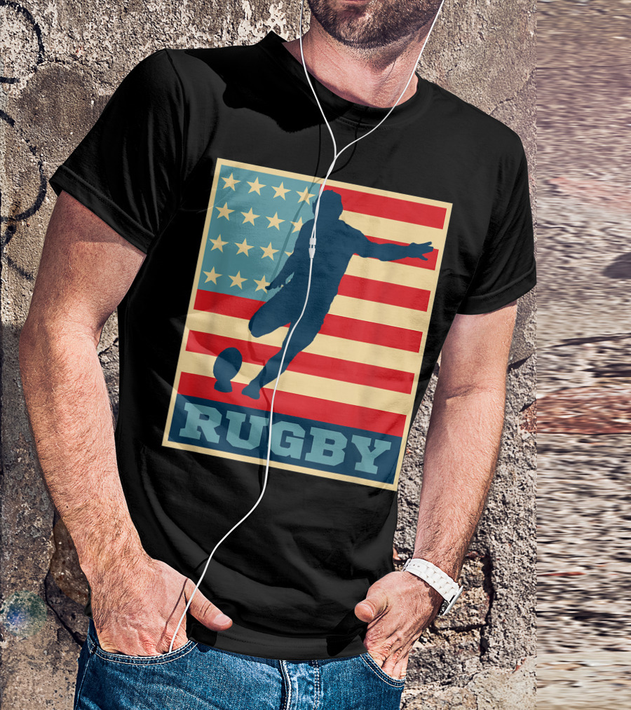 American Flag Rugby Vintage Rugby Stars And Stripes Kick T-Shirt