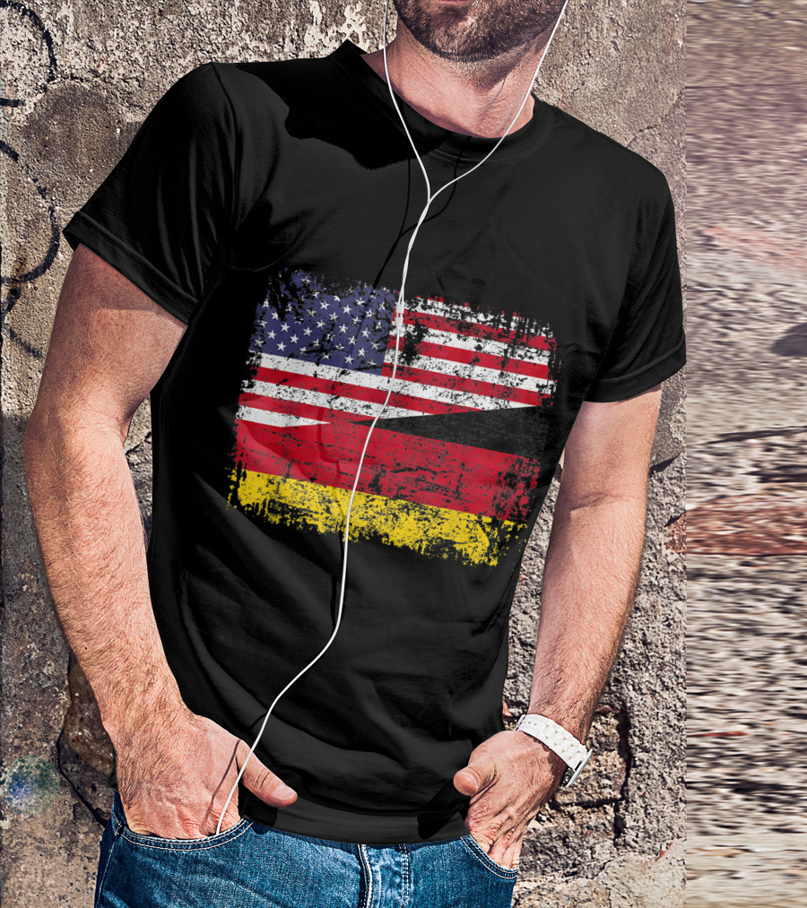 German Roots American Flag Germany Heritage Dual Nationality Emblem T-Shirt