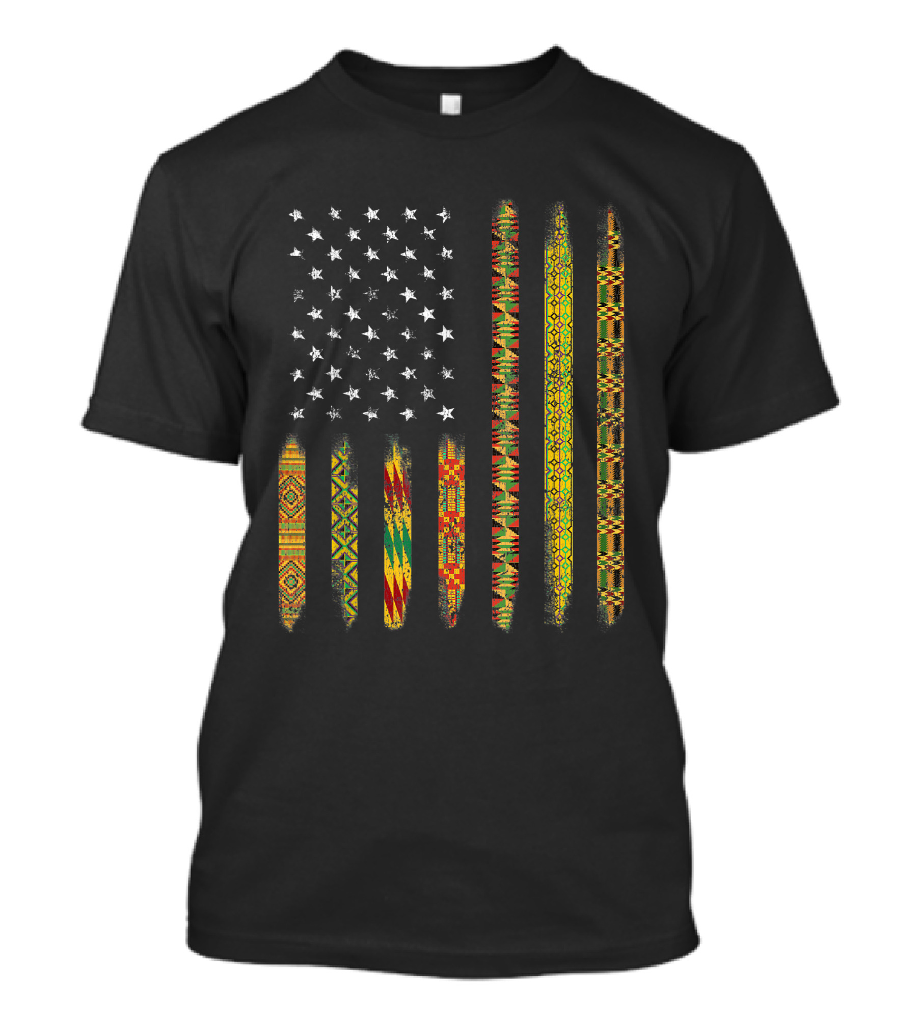 African American Flag Kente Cloth Black History T-Shirt