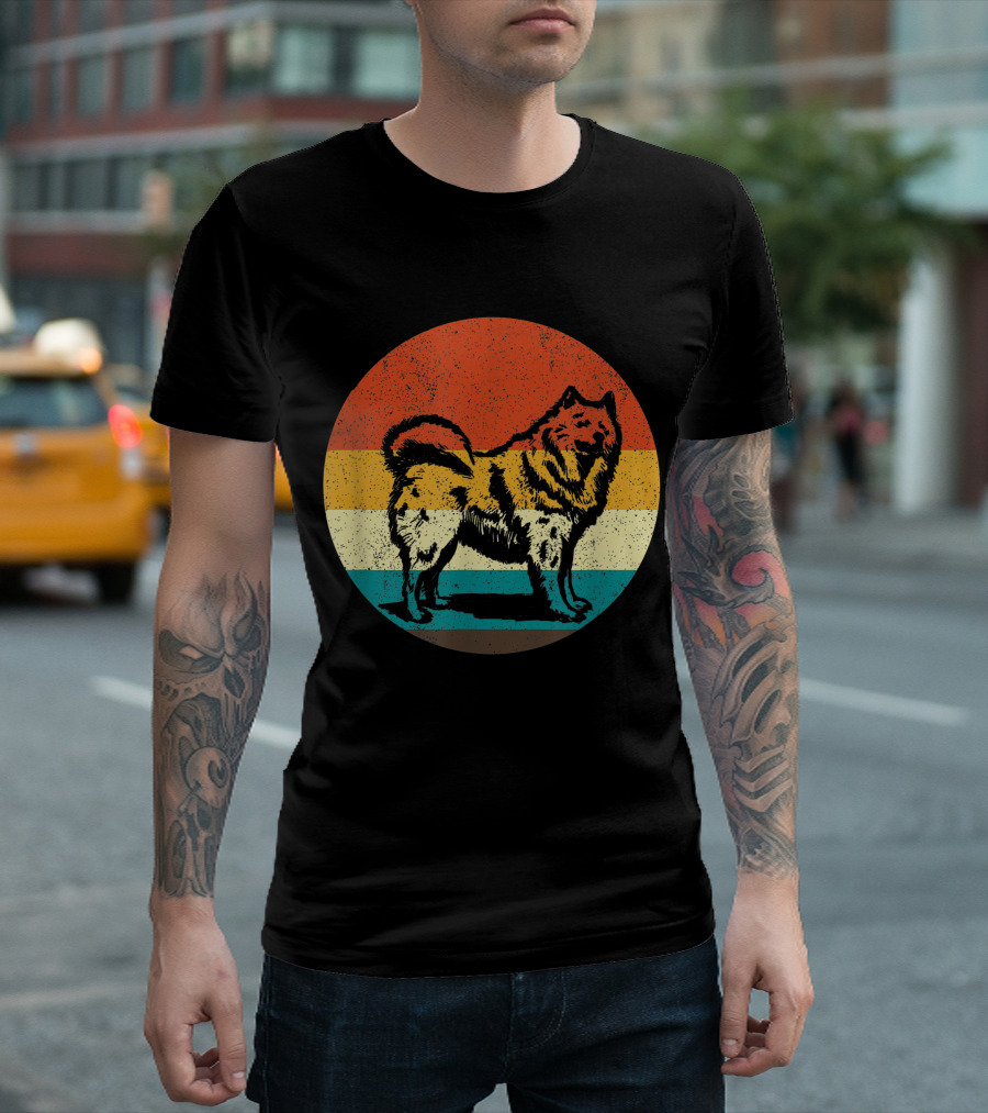 American Eskimo Vintage Dog with Retro Colors T-Shirt