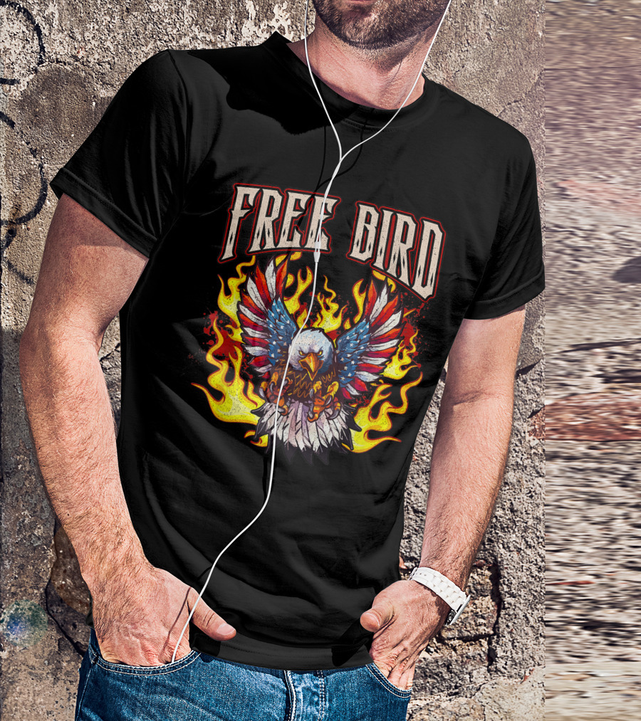 Free Bird Fiery American Eagle Wings Flame Art Lyriclyfe Premium T-Shirt