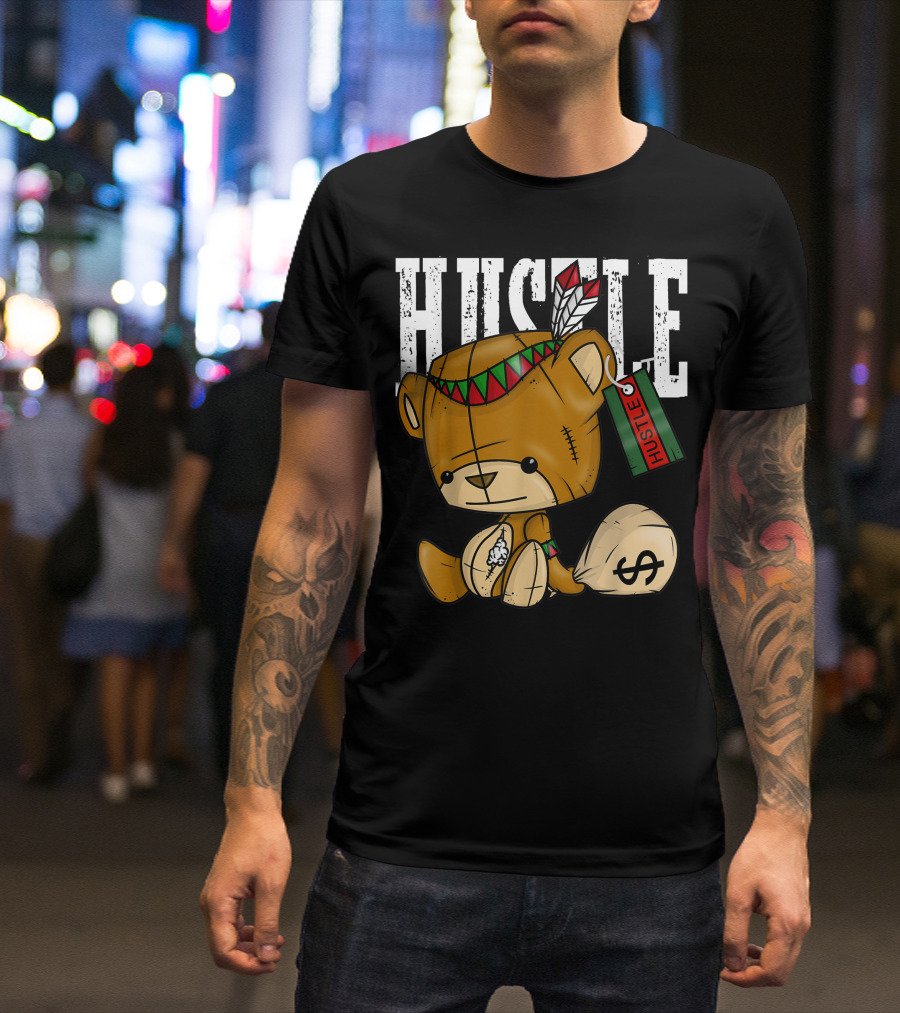 Hustle Bear With Native American Spirit And Dollar Sack T-Shirt