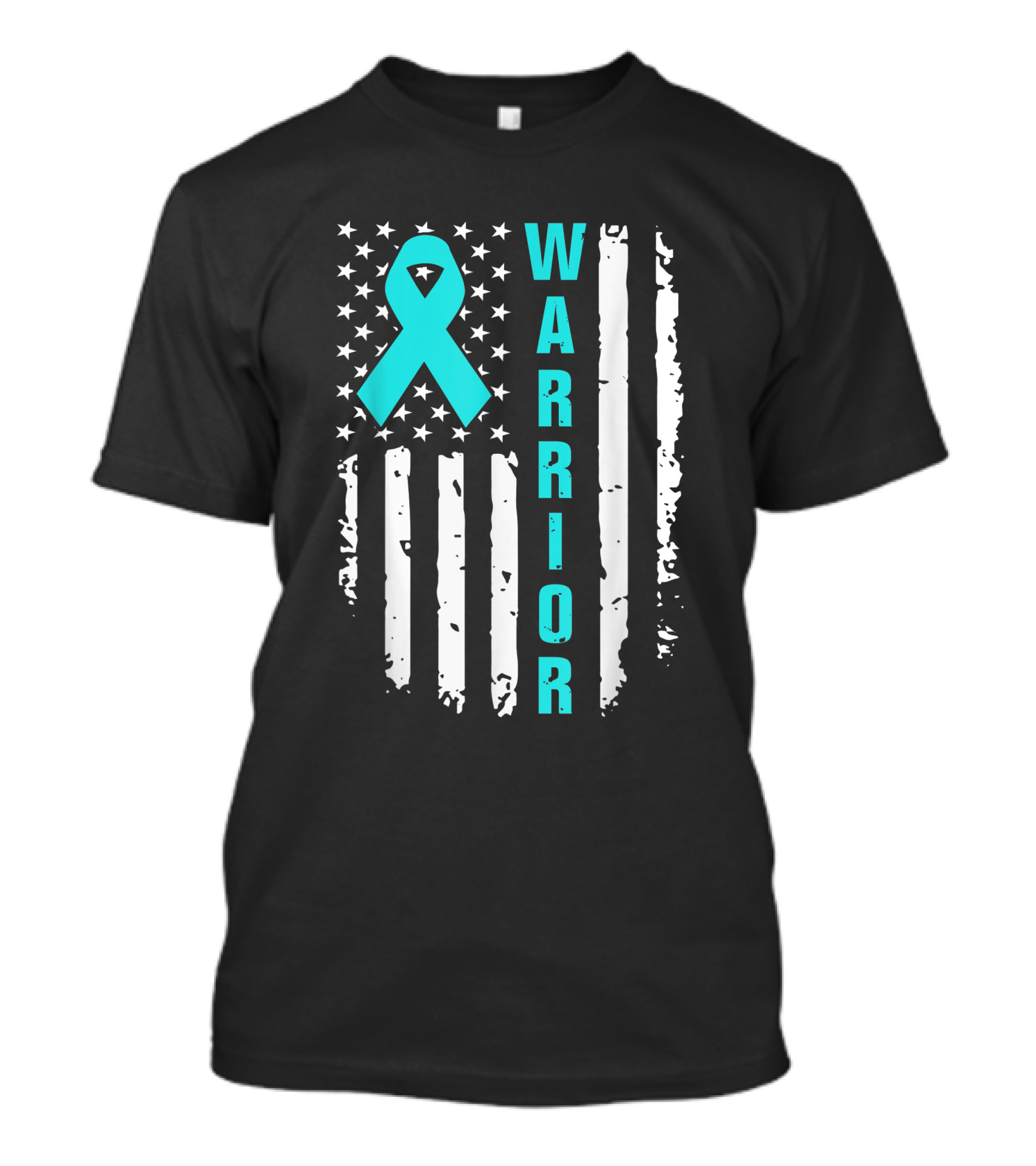 Warrior Ribbon American Flag Ovarian Cancer Awareness T-Shirt