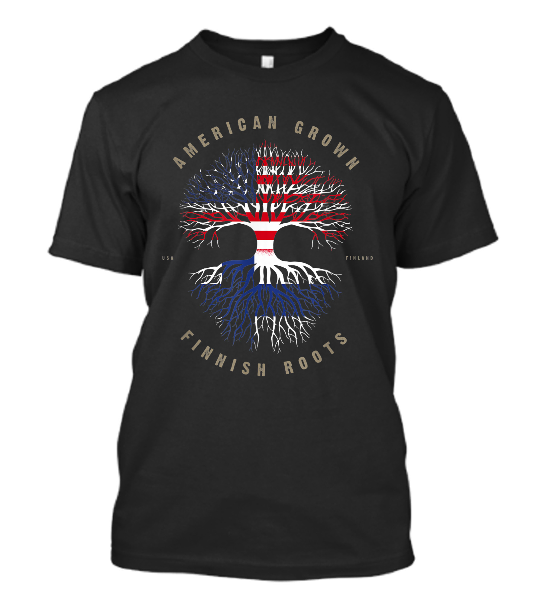 American Grown USA Finland Finnish Roots Flag Tree T-Shirt