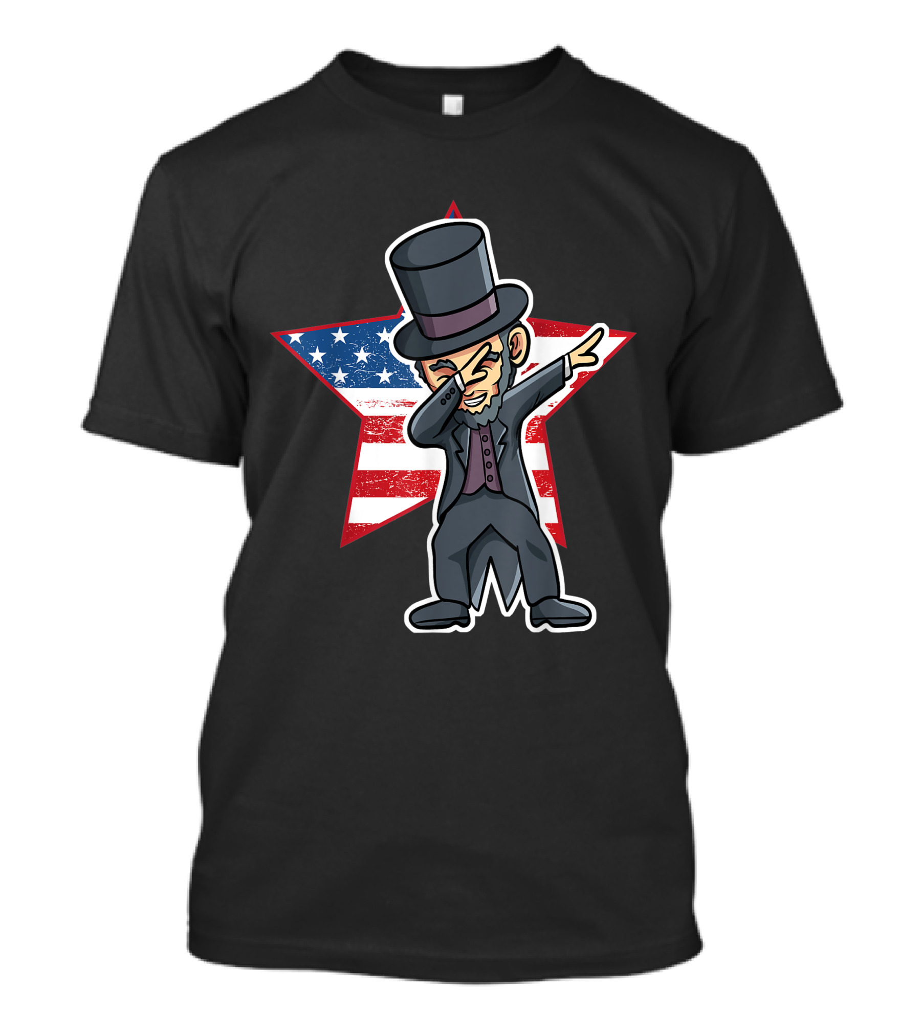Abe Lincoln Dabbing USA American Flag 4th Of July Patriotic T-Shirt