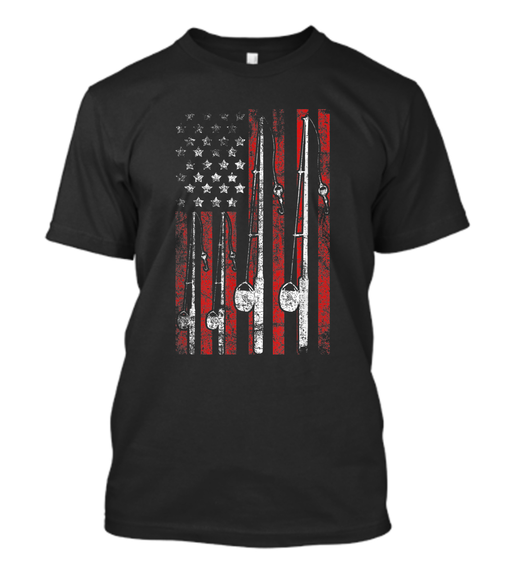 Vintage American Flag Fishing Pole T-Shirt
