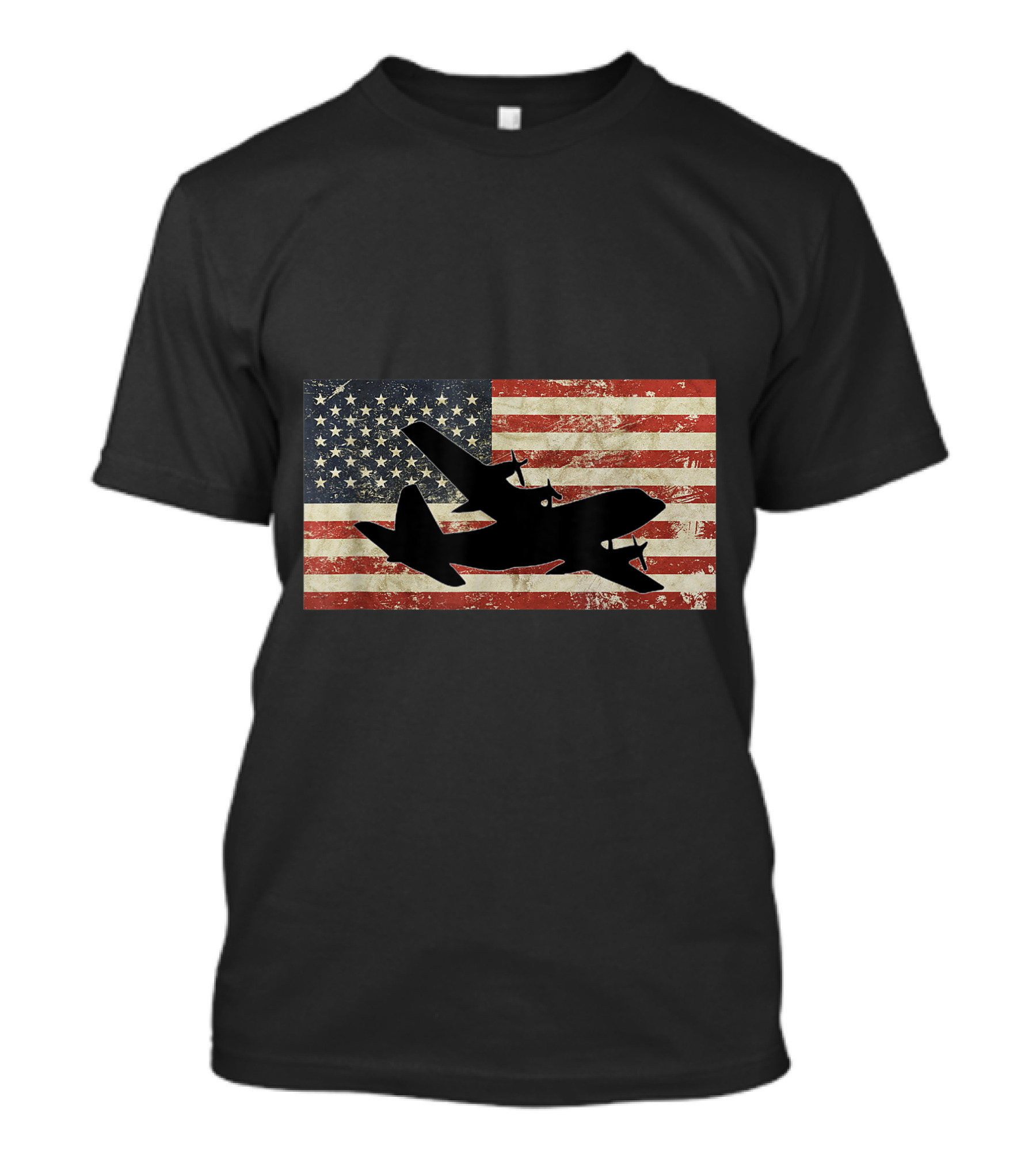 Vintage American Flag C 130 Military Plane Pilot USA Iconic T-Shirt