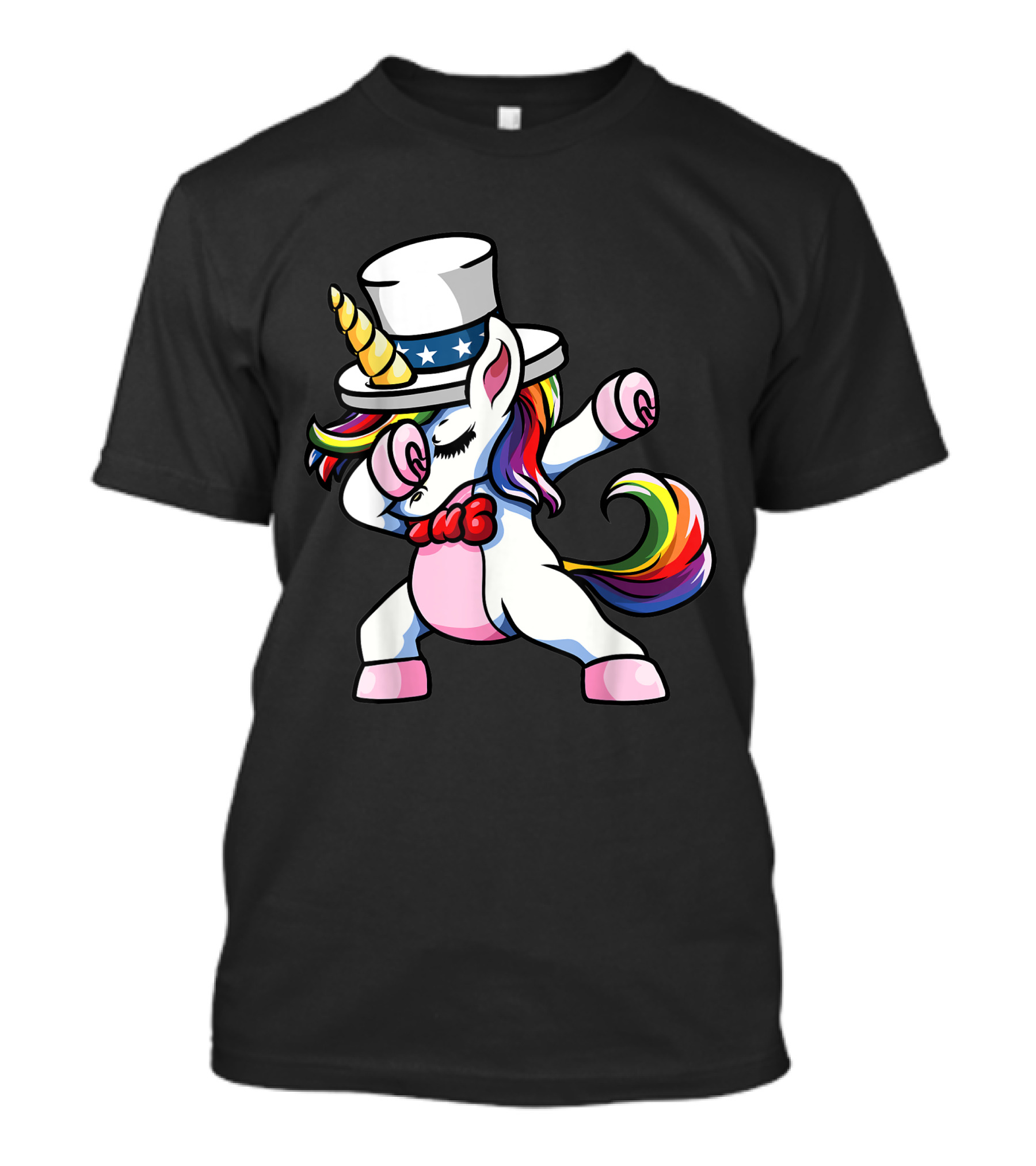 Girls Dabbing American Patriotic Unicorn With Fourth 4th Of July T-Shirt