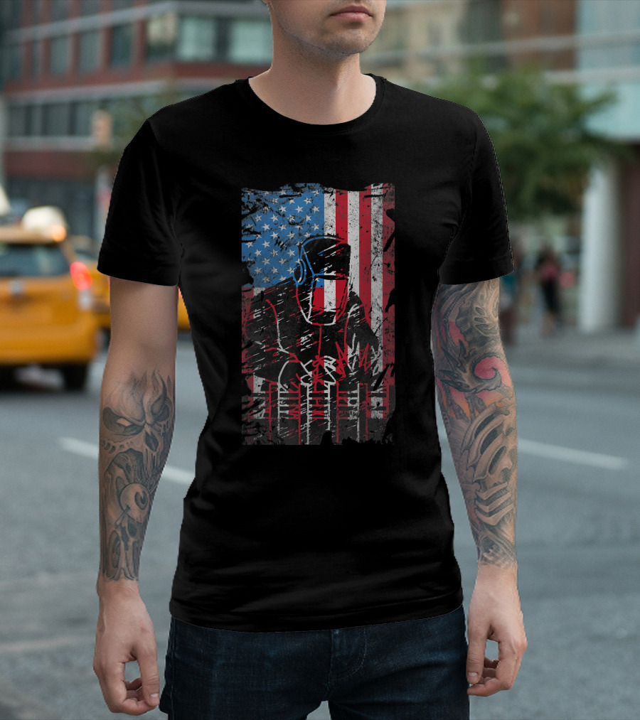 Patriotic American Flag Welding Job USA Welder T-Shirt