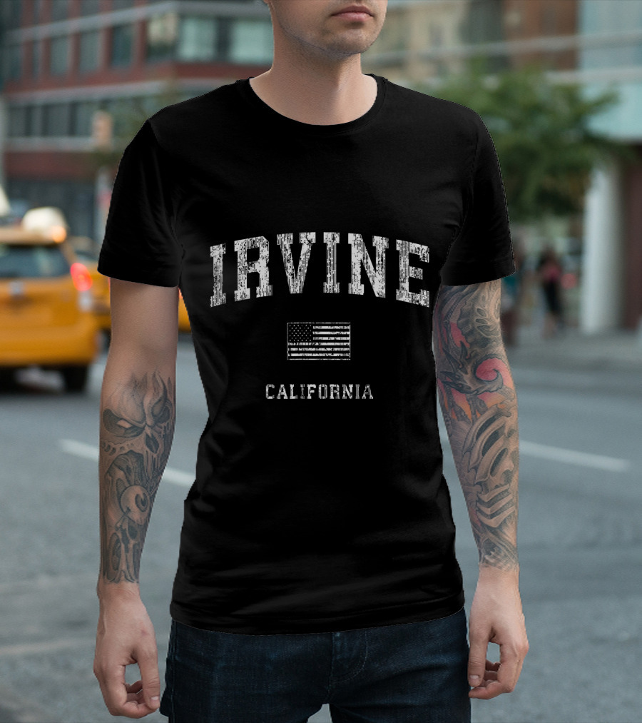 Irvine California Vintage American Flag T-Shirt