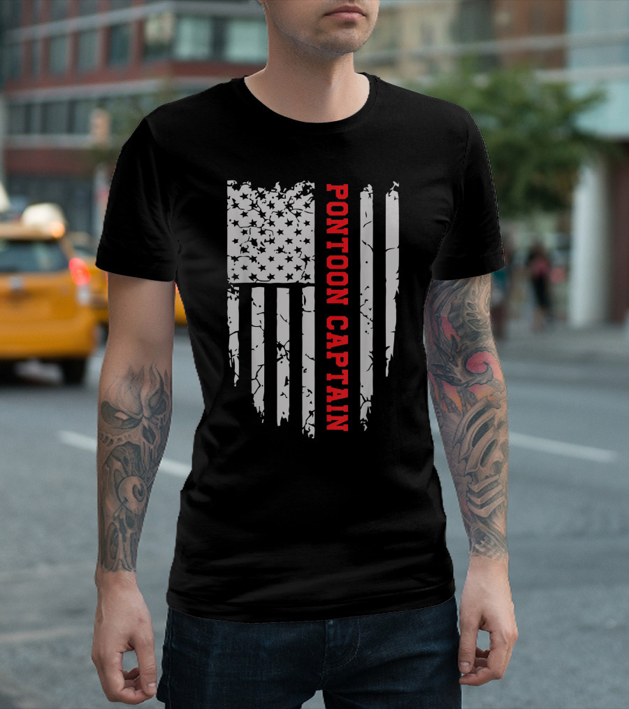 Pontoon Captain American Flag T-Shirt
