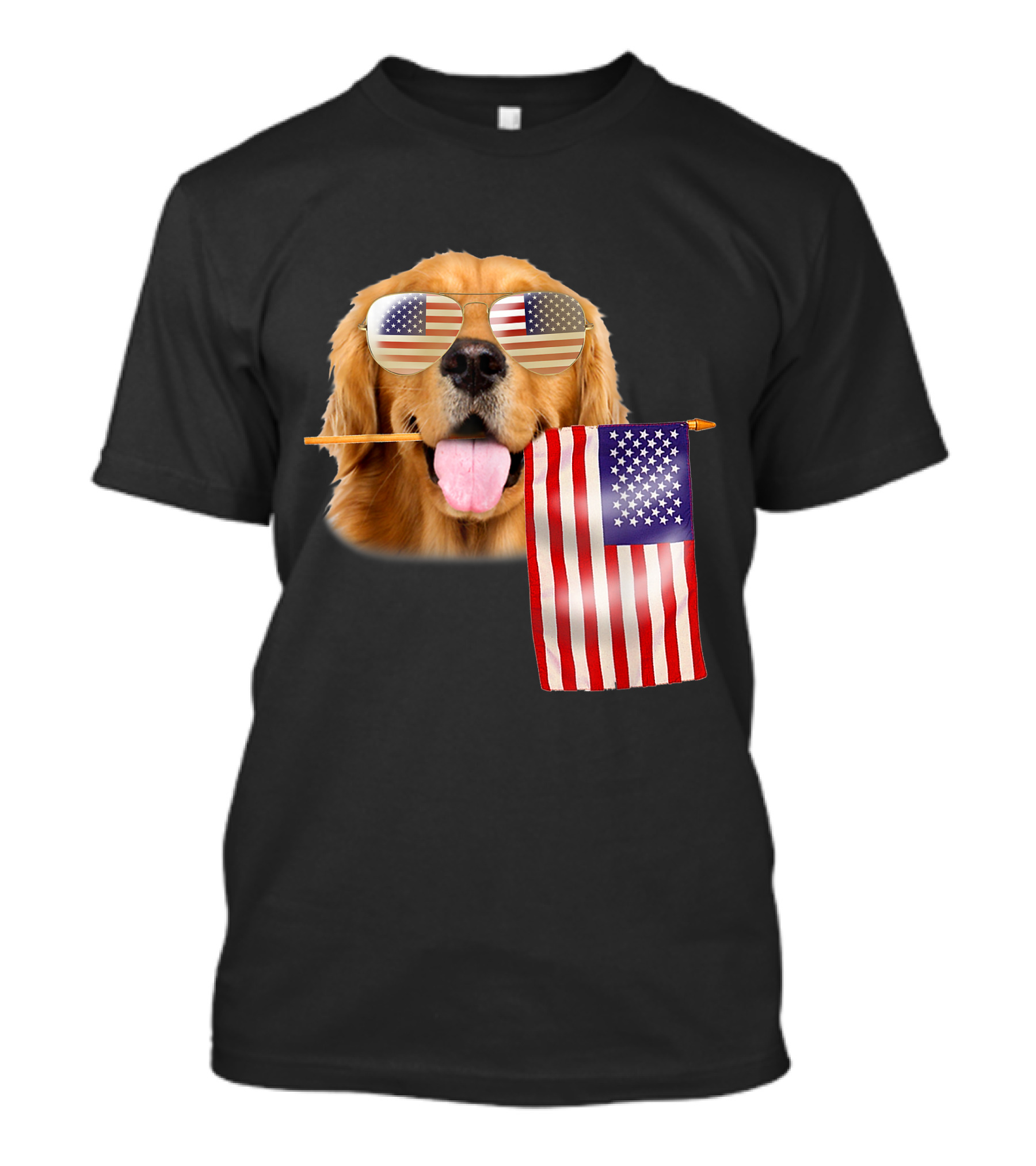 Patriotic Golden Retriever With American Flag Sunglasses For 4th Of July Lovers T-Shirt