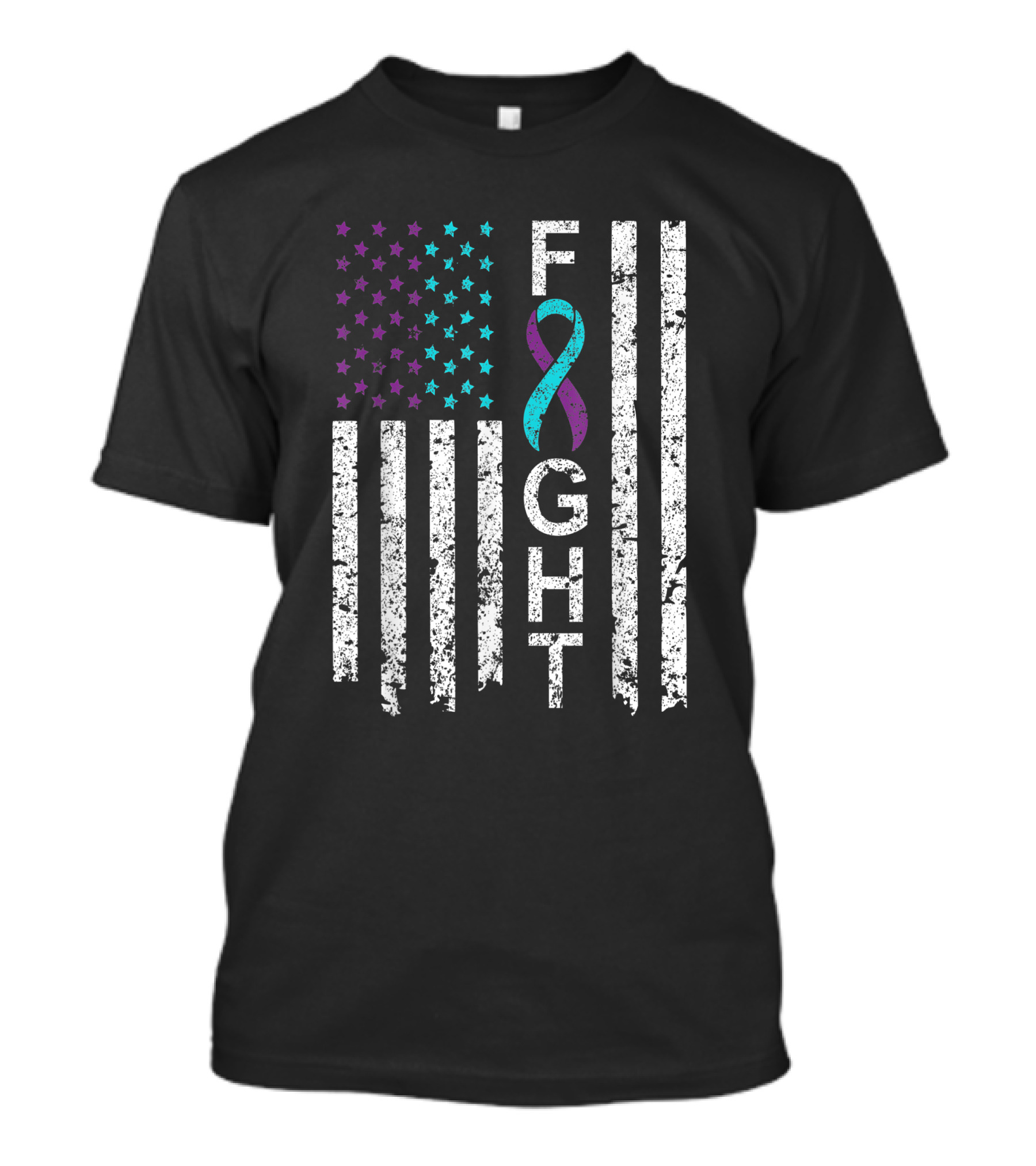 Fight Suicide Prevention Awareness Distressed American Flag T-Shirt