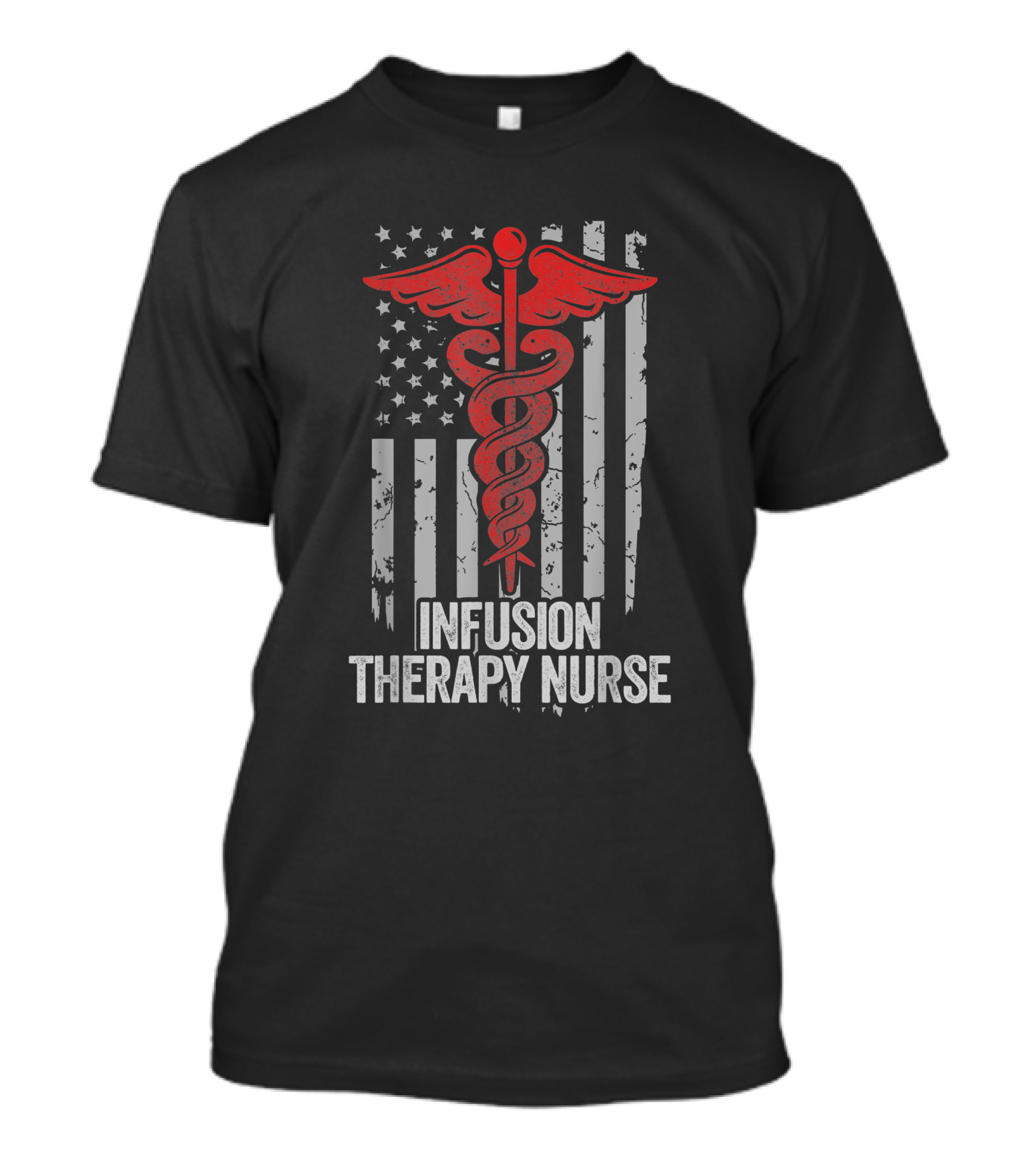 Infusion Therapy Nurse American Flag Caduceus Emblem T-Shirt