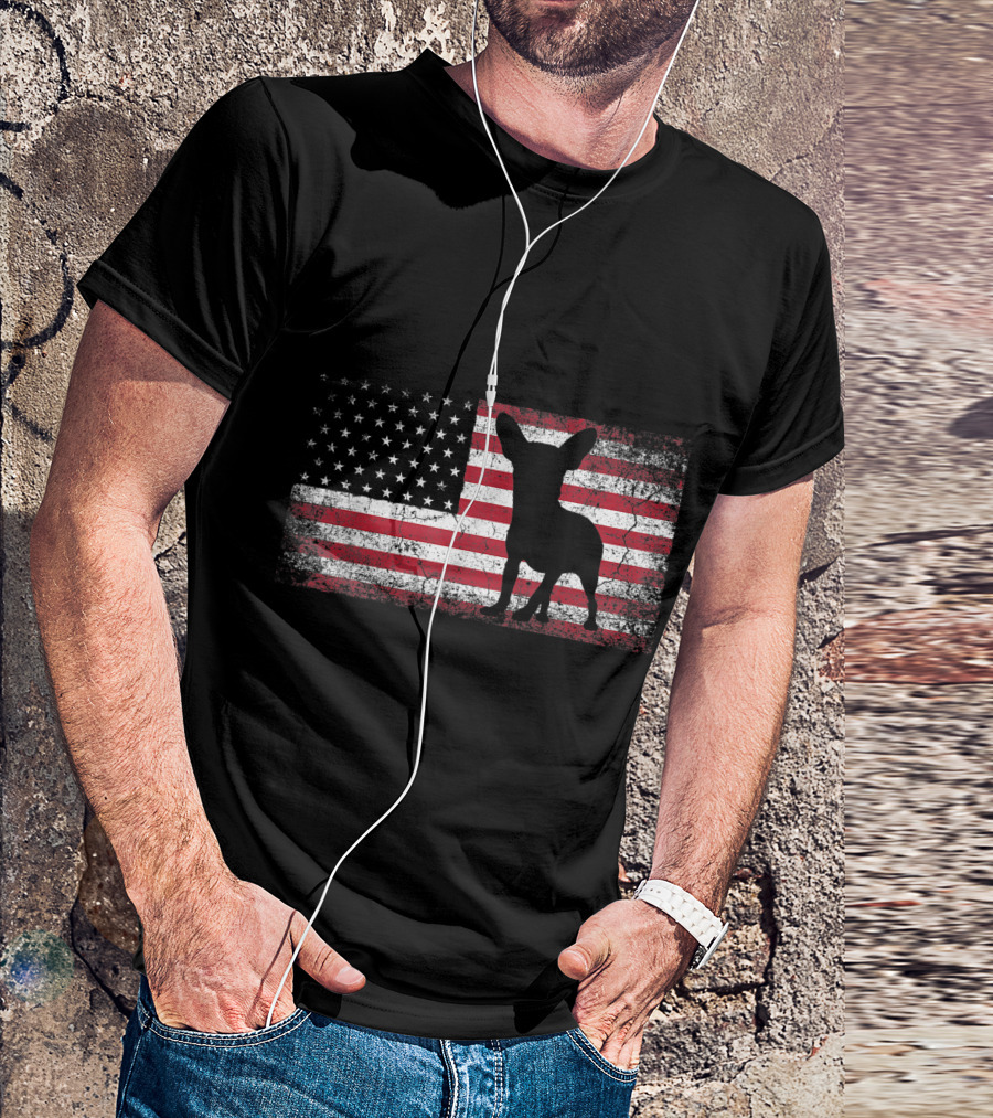 Vintage Chihuahua Dog Lover American Flag July 4th T-Shirt