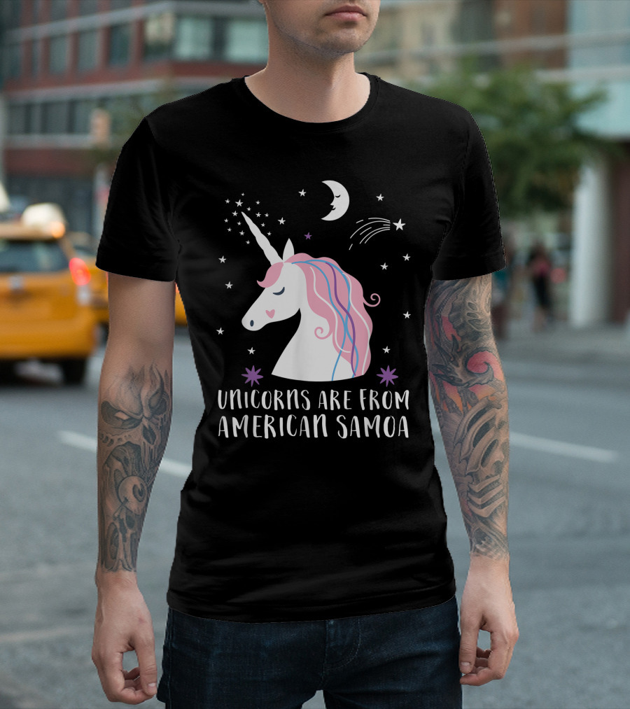Unicorns Are From American Samoa with Stars and Moon T-Shirt