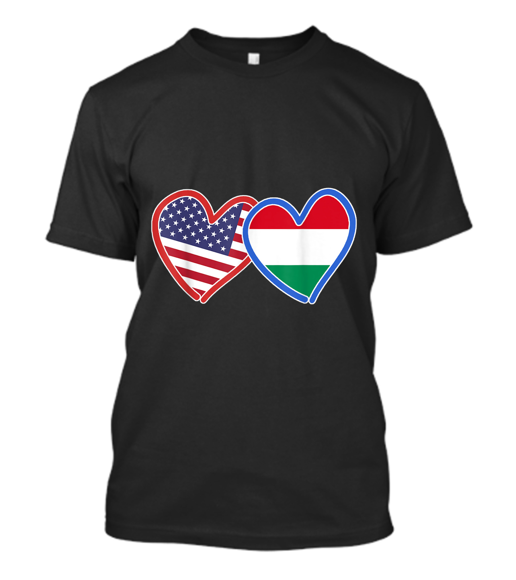 Hungarian American Heart Flags Featuring Hungary And America Symbols T-Shirt