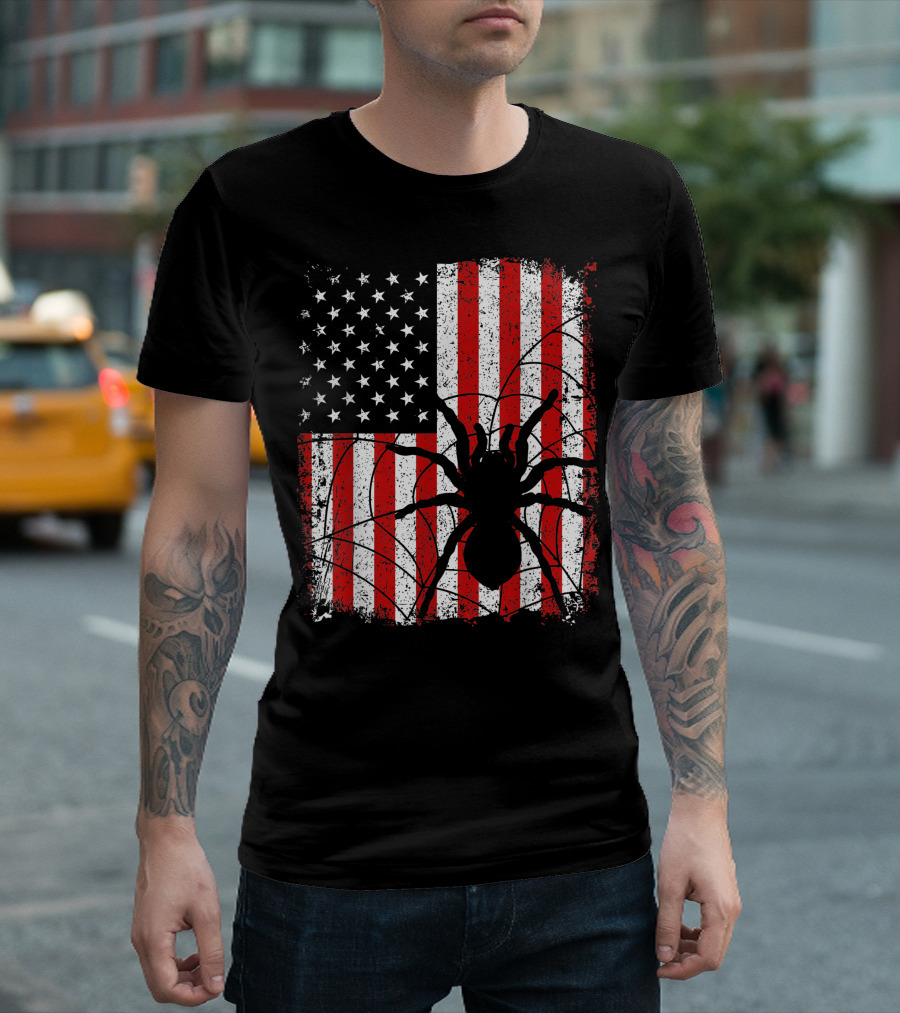 Tarantula American Usa Flag 4Th Of July Patriotic T-Shirt