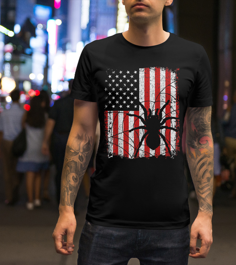 Tarantula American Usa Flag 4Th Of July Patriotic T-Shirt