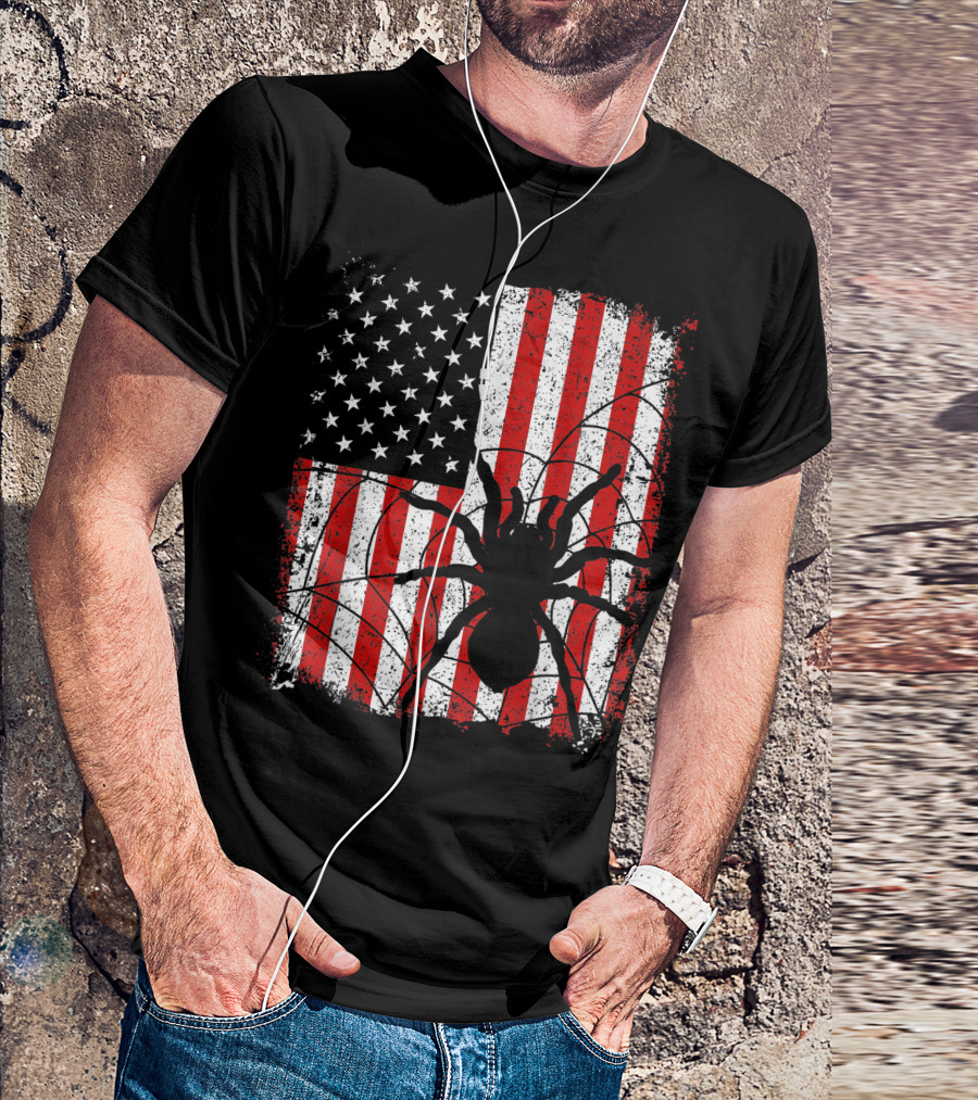 Tarantula American Usa Flag 4Th Of July Patriotic T-Shirt