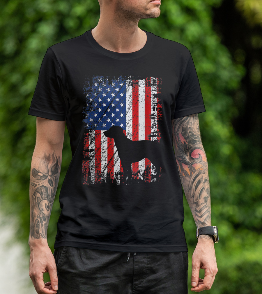 American Flag Black Lab Usa Patriotic Dog T-Shirt
