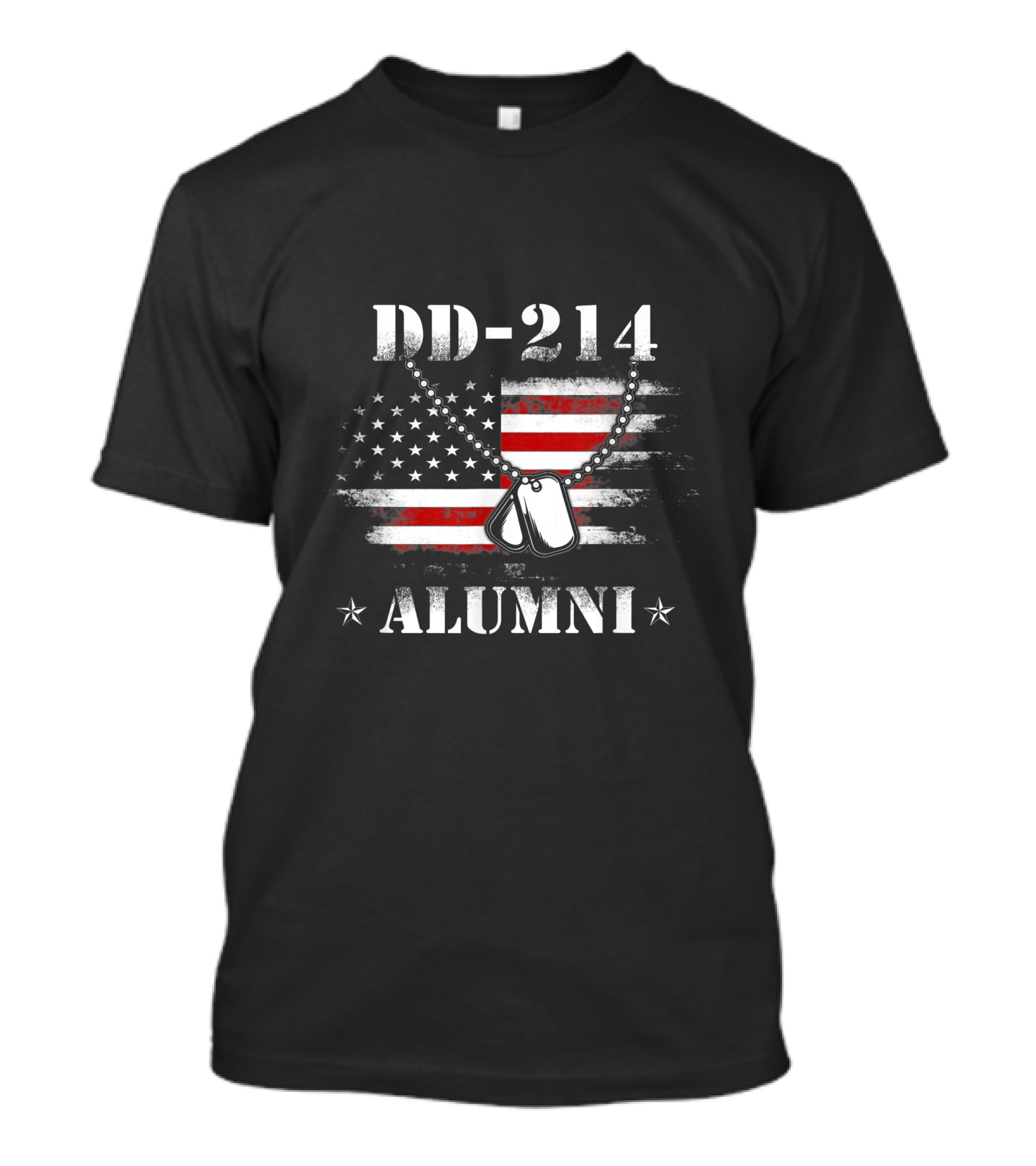DD 214 Alumni American Flag Dog Tags Vintage T-Shirt