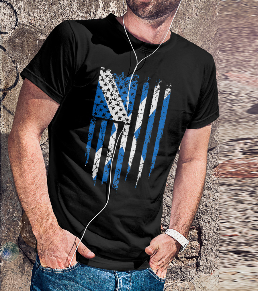 Scottish American Scotland America Flag Shield T-Shirt