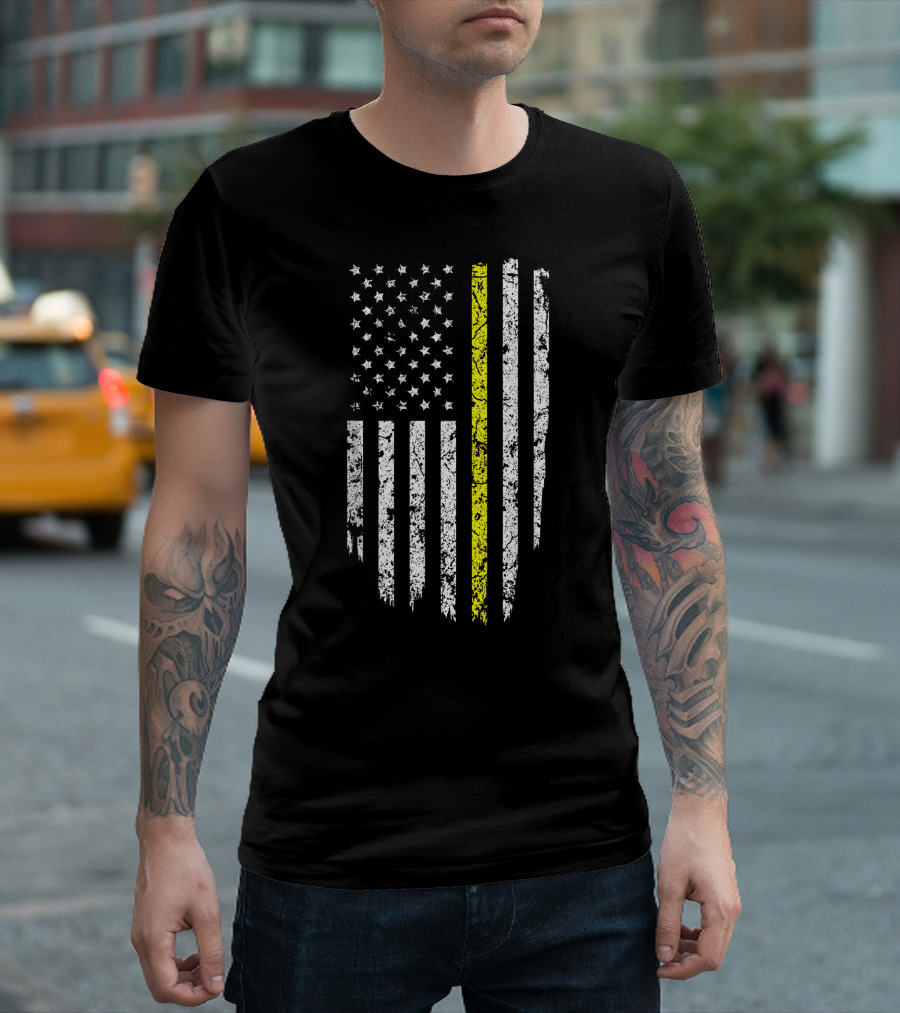 Thin Yellow Line American Flag Vintage Style for Dispatchers T-Shirt