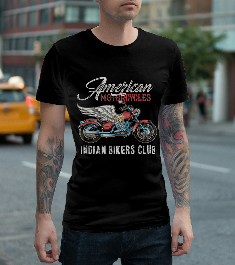 American Motorcycle Indian Bikers Club Vintage Winged T-Shirt