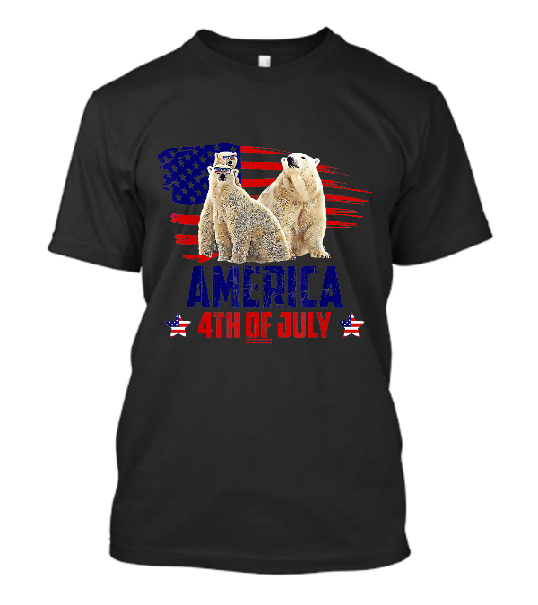 America 4th Of July Polar Bear Patriotic T-Shirt