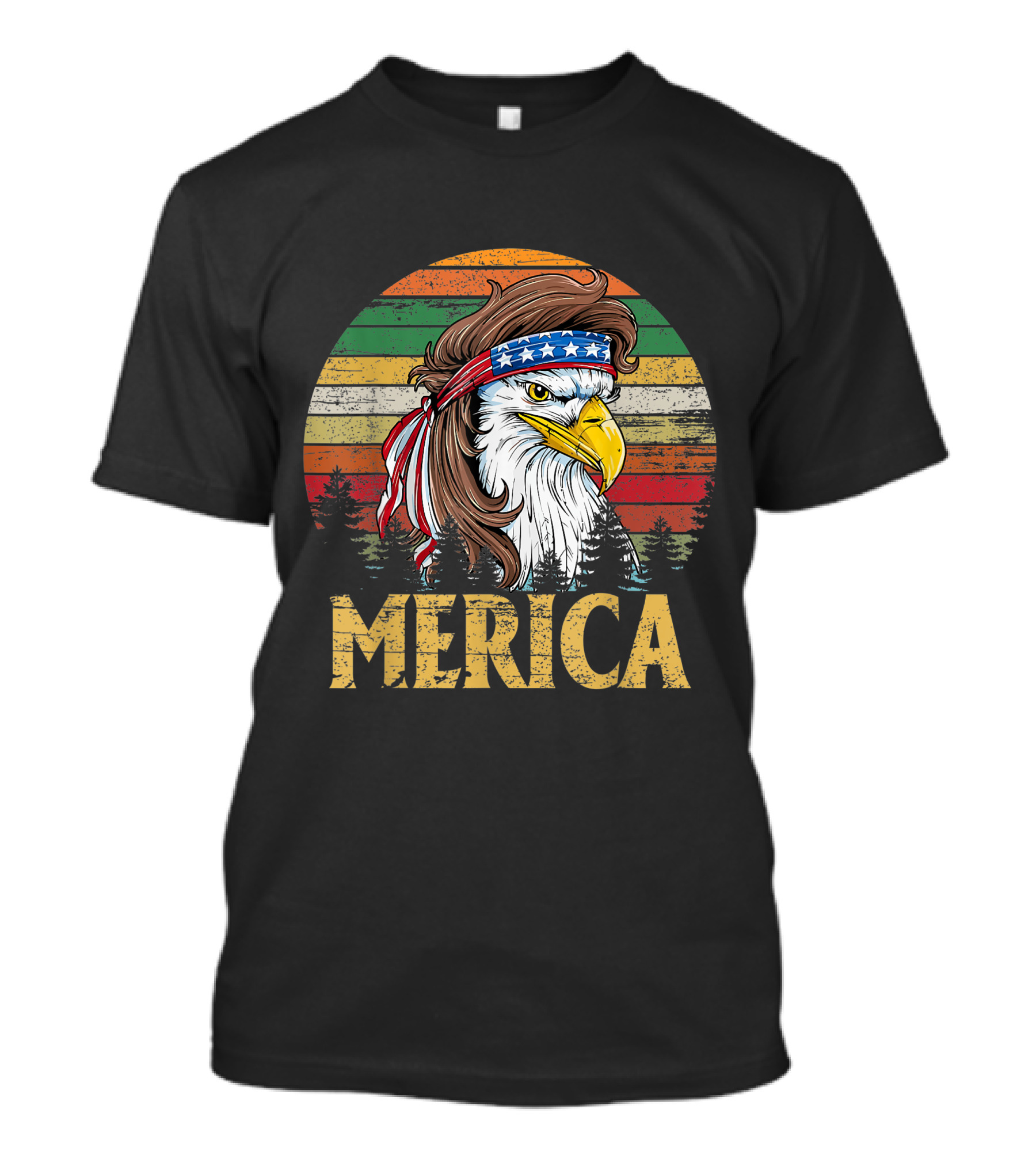 Merica Eagle Mullet Headband American Flag 4th Of July USA T-Shirt