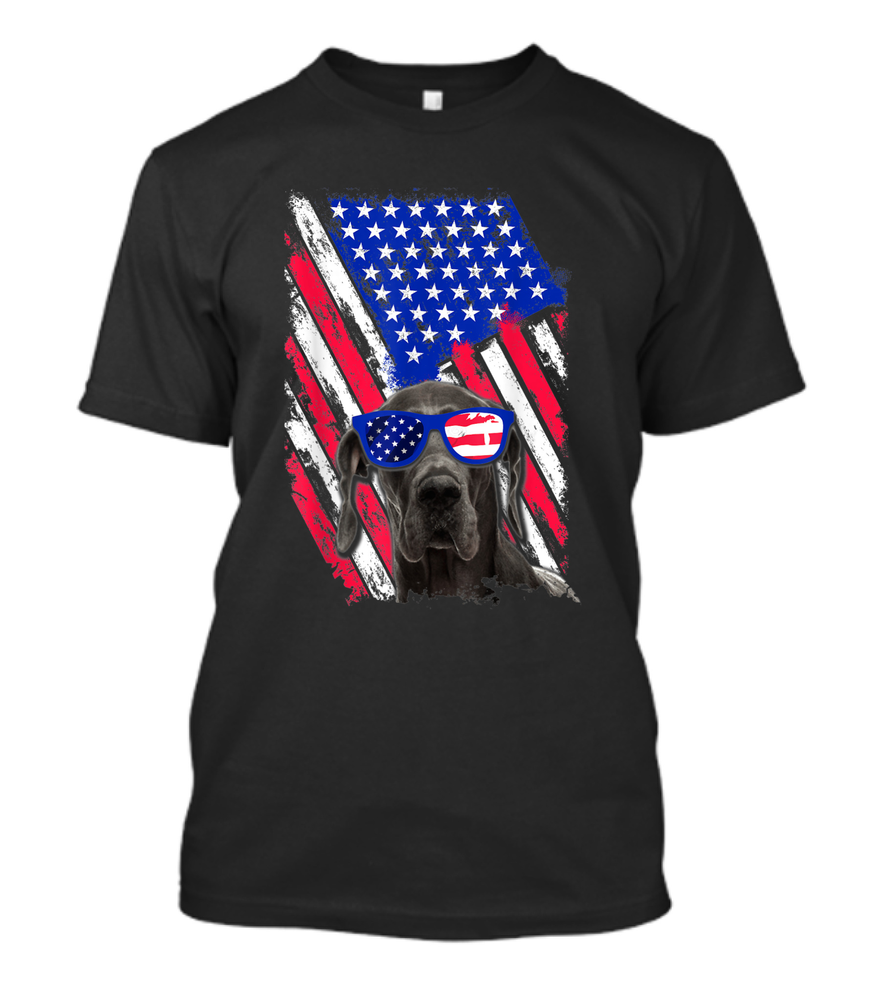 Vintage Great Dane Dog With American USA Flag Sunglasses T-Shirt