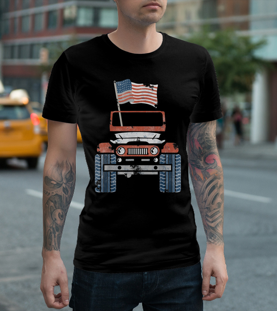 Jeep USA American Flag 4th of July Merica Men T-Shirt