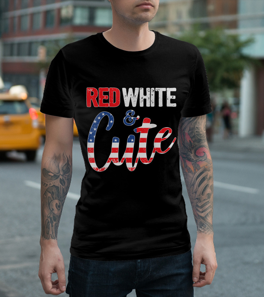 Red White and Cute American Flag Patriotic 4Th Of July T-Shirt