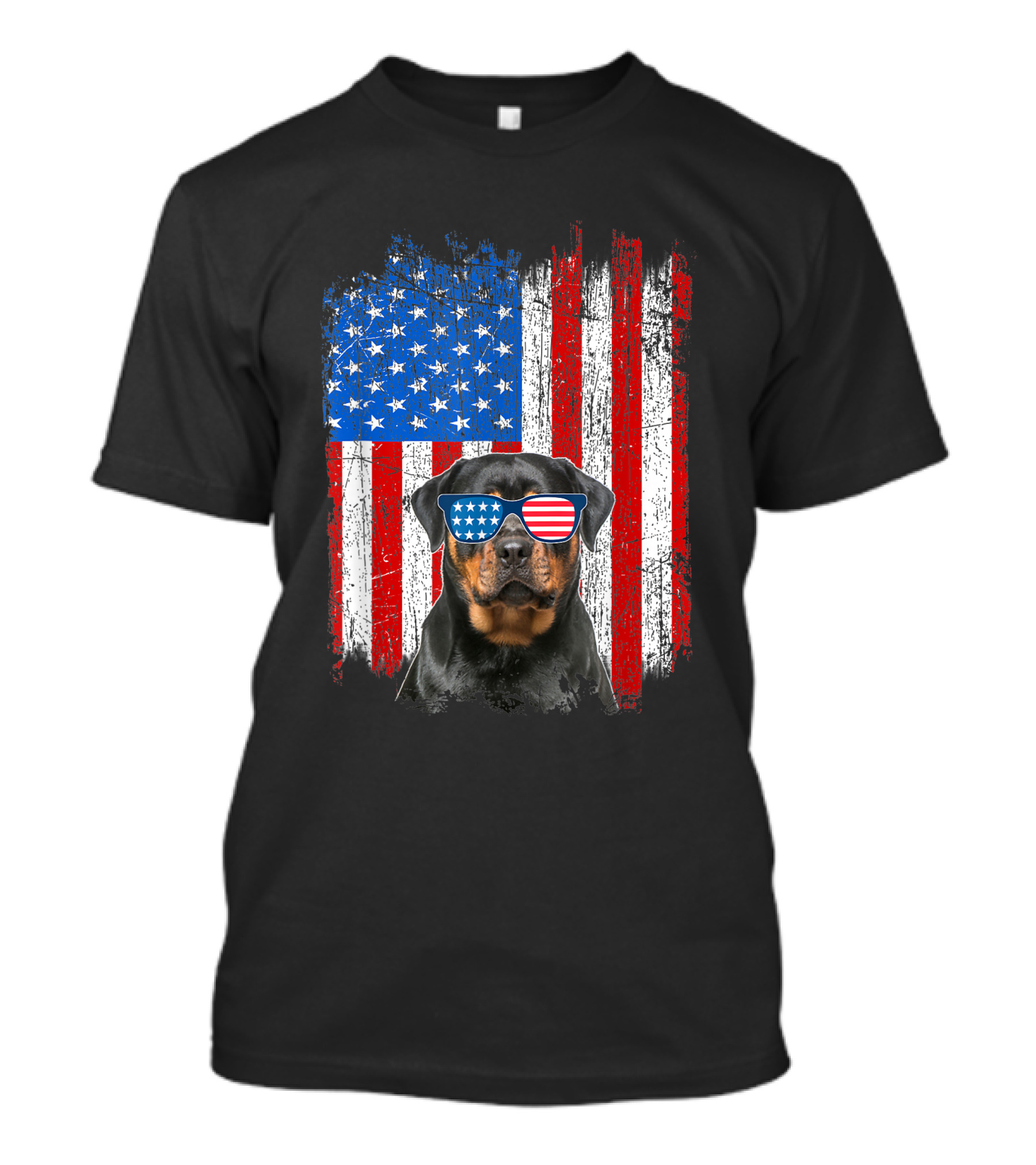 Rottweiler USA American Flag Funny Dog With Sunglasses T-Shirt