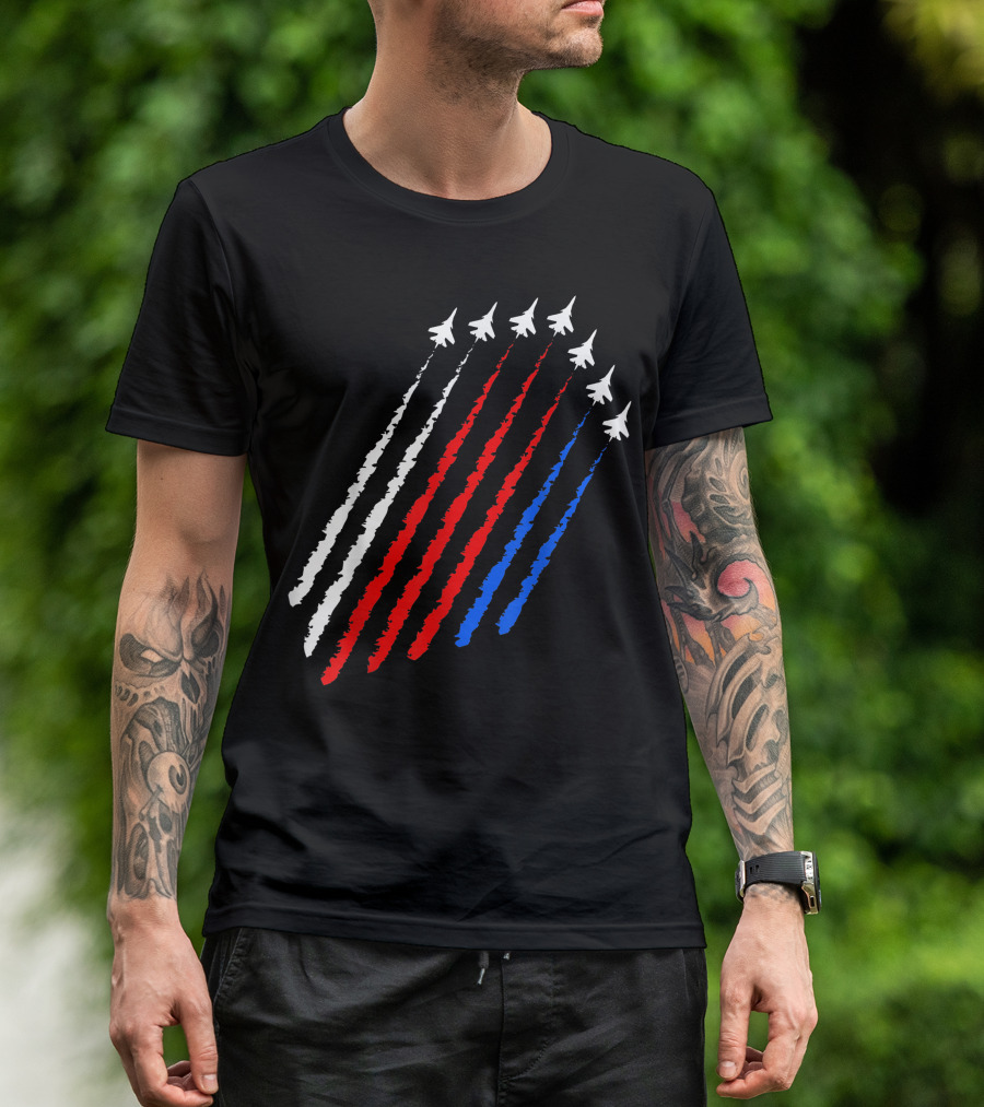 4th Of July Independence Day American Flag Jets T-Shirt