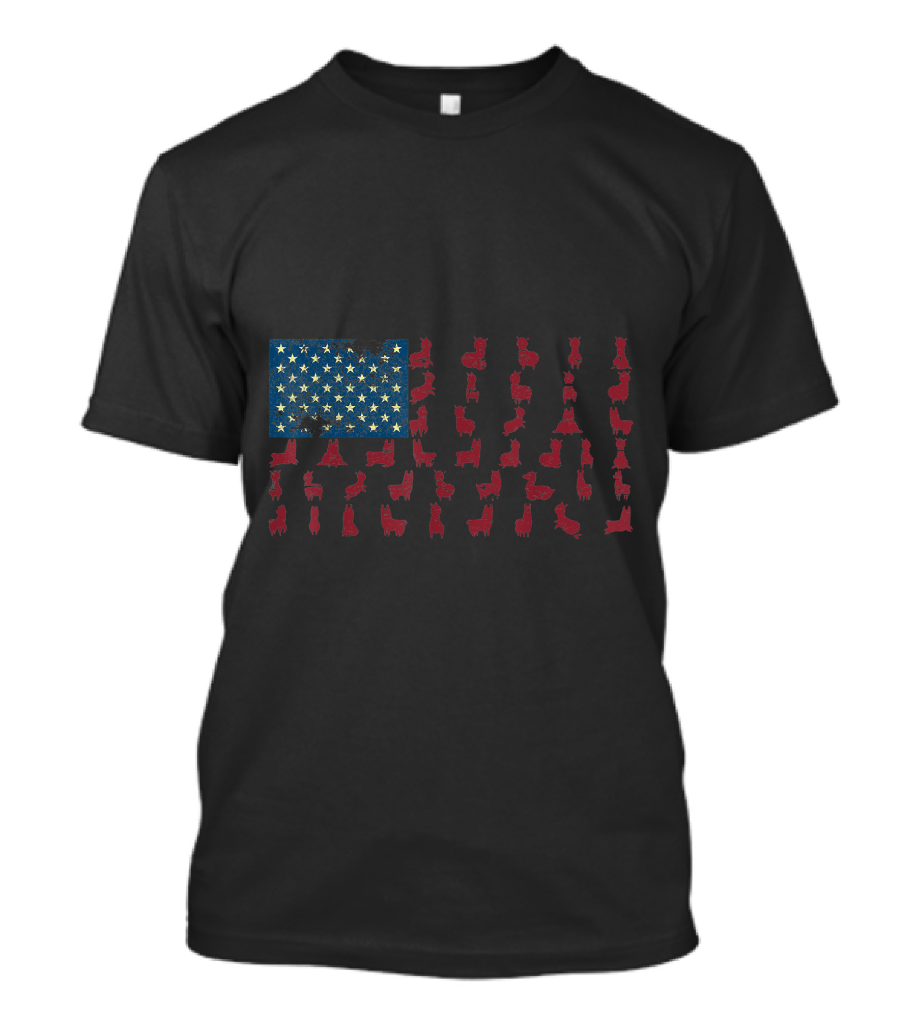 American Flag Llama Pattern 4th Of July USA Pride T-Shirt