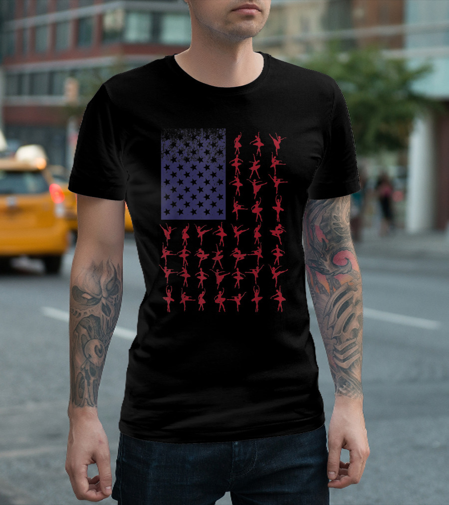 Ballet Dancer Kids American Flag July 4Th T-Shirt