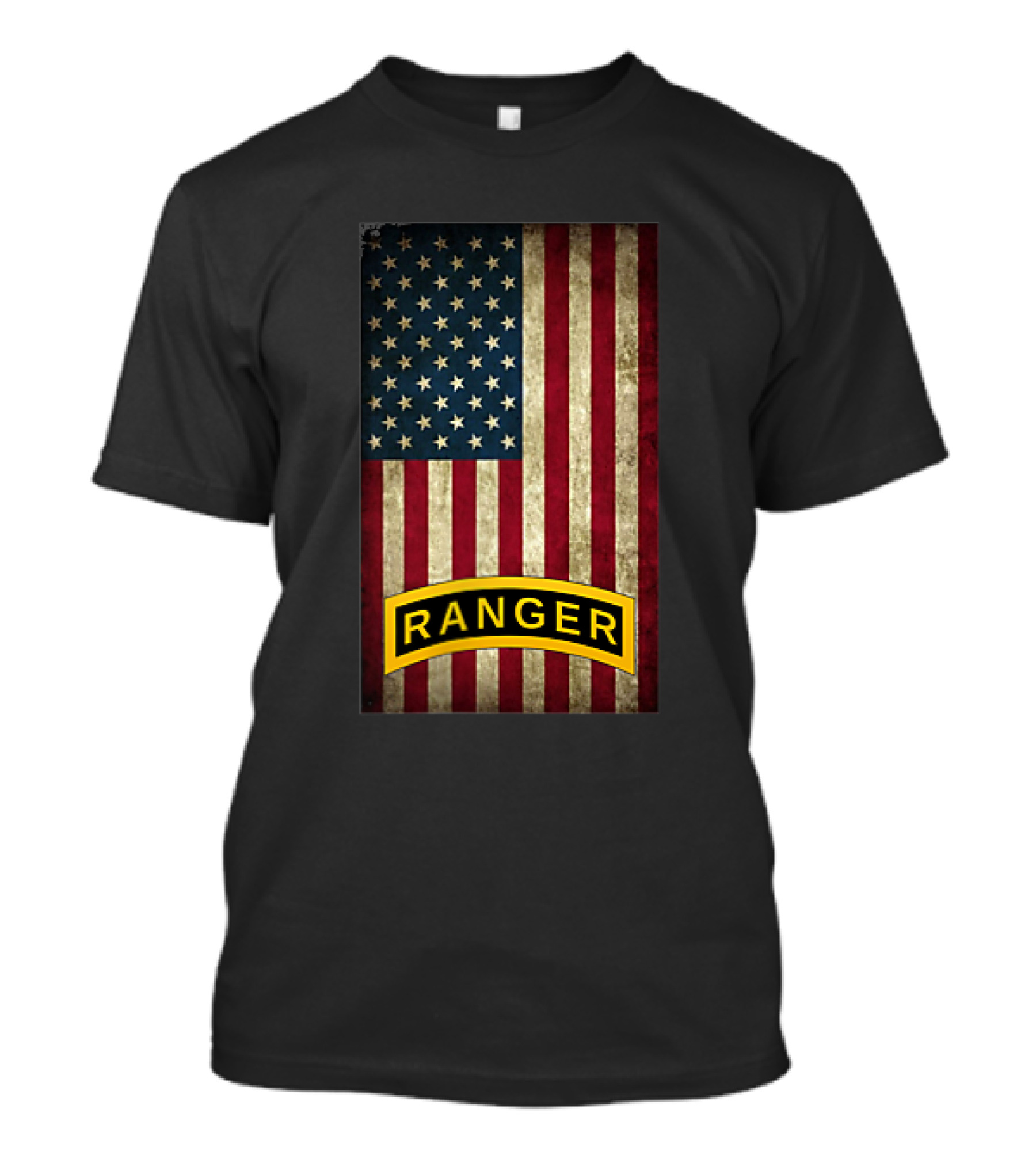 American Flag With Army Ranger Tab T-Shirt