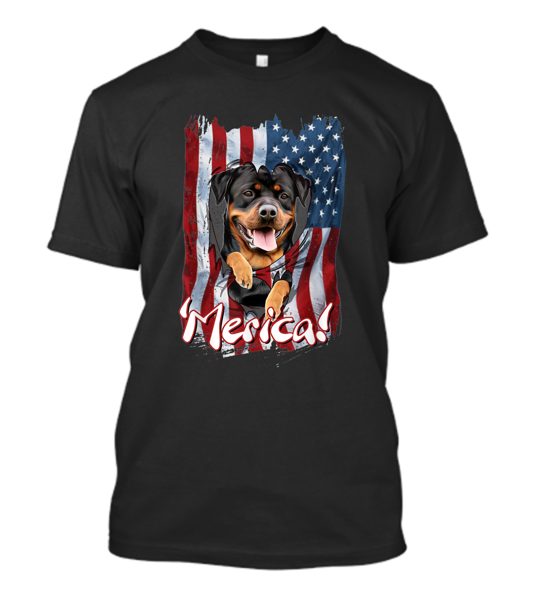 Merica 4th Of July Rottweiler Dog American Flag T-Shirt