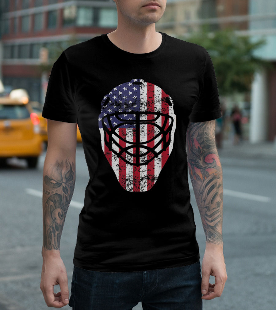 Fourth Of July 4Th American Flag Hockey Goalie Mask Usa T-Shirt