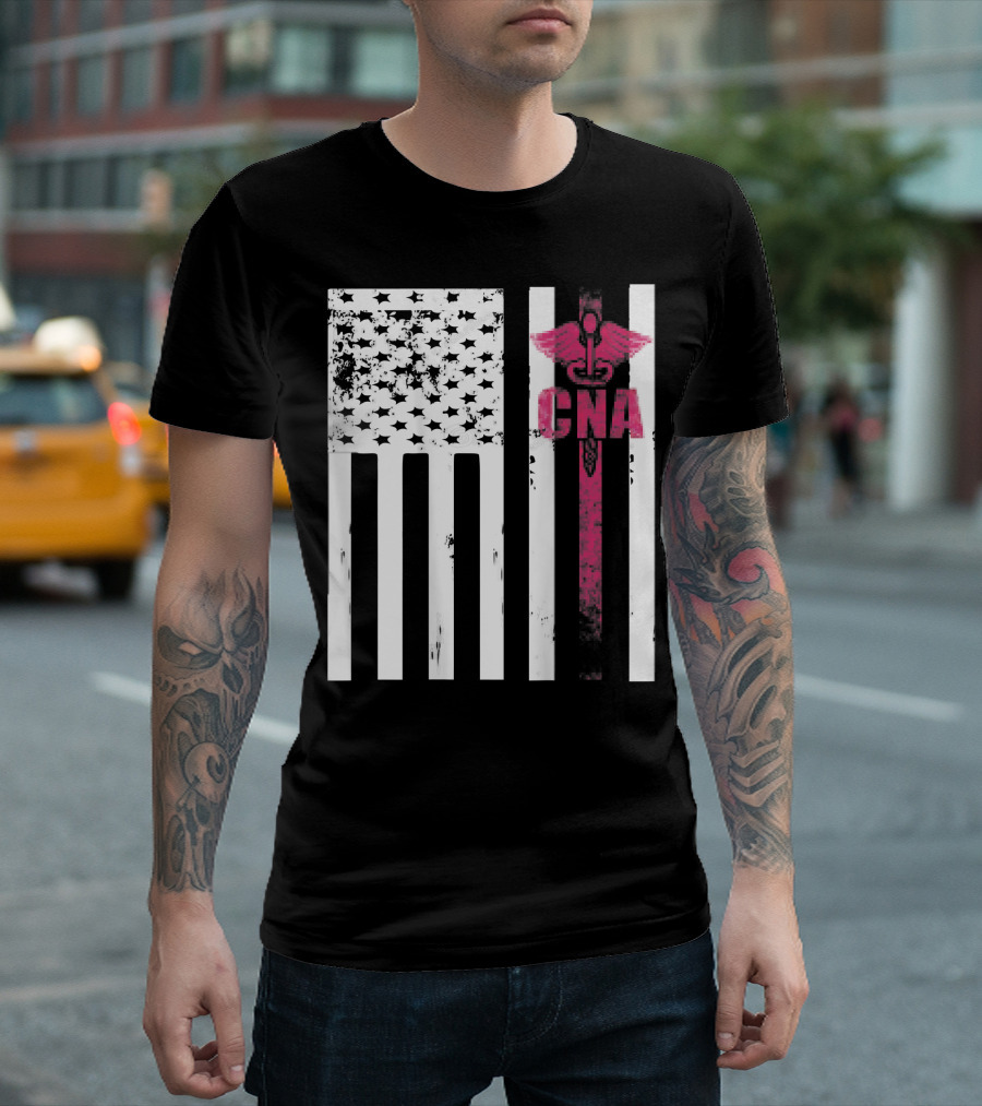 American CNA Flag With Medical Symbol Patriotic CNA T-Shirt