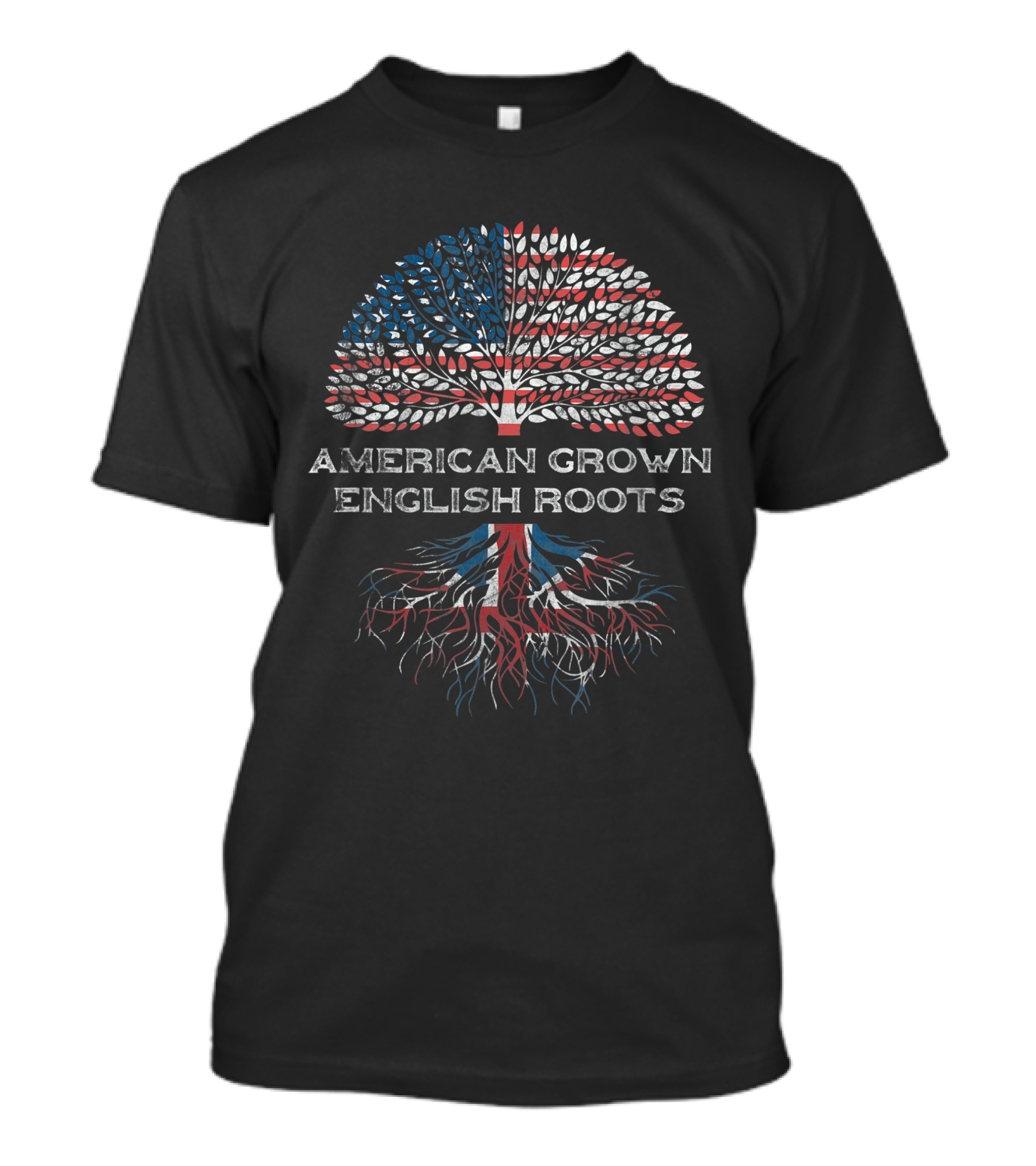 American Grown English Roots Patriotic Tree Flag T-Shirt