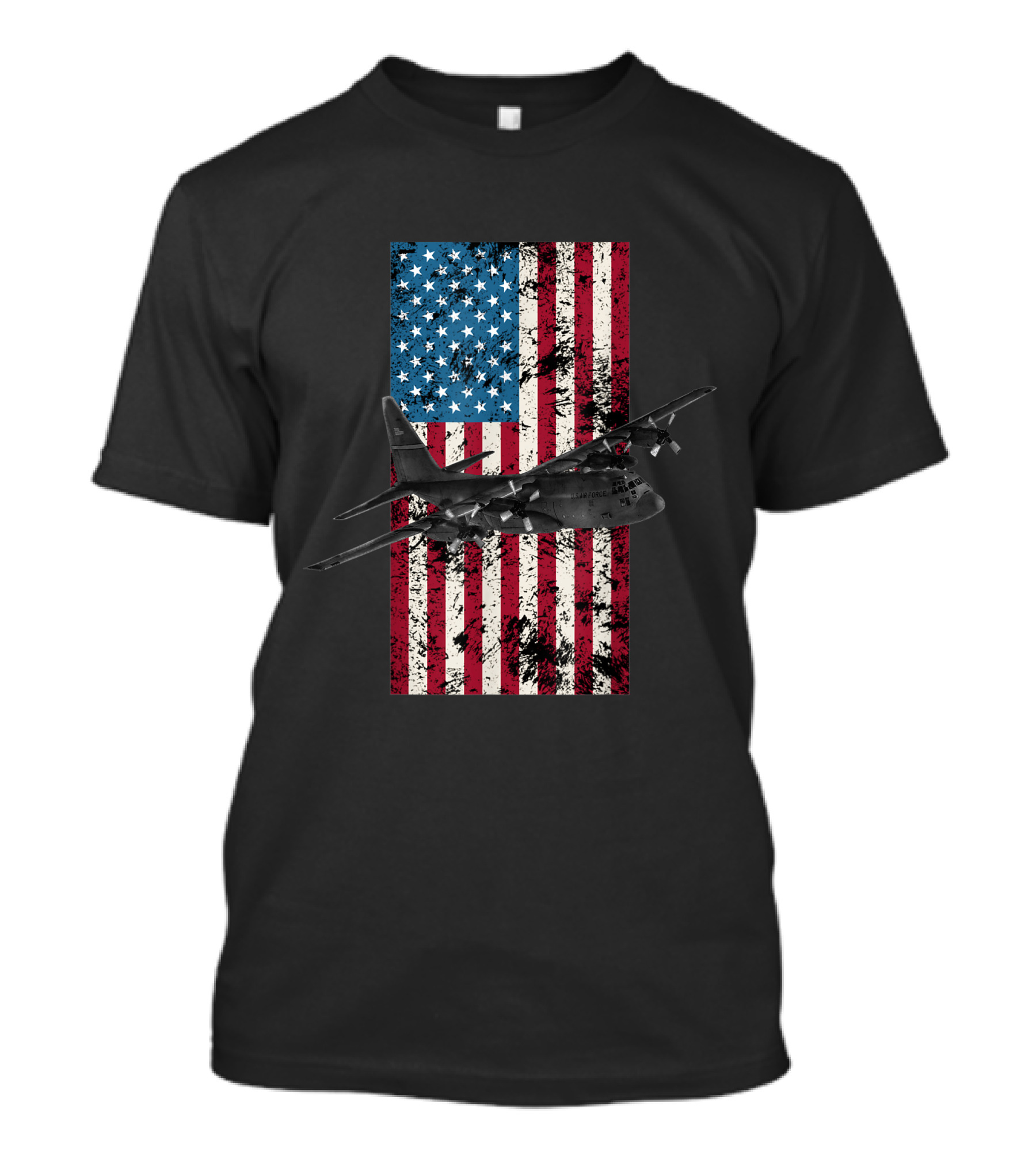 C 130 Hercules Vintage American Flag Military Aircraft USA Patriotic T-Shirt